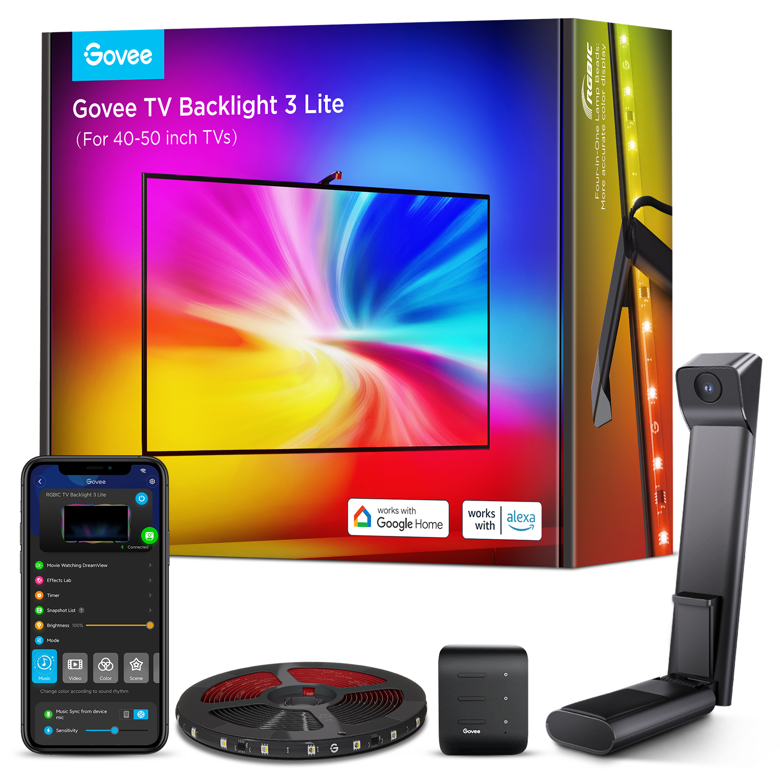 Govee – TV Bakgrunnsbelysning 3 Lite (40–50 tommer) – Oppgrader Seeropplevelsen med Lys – Gratis frakt v:8220805