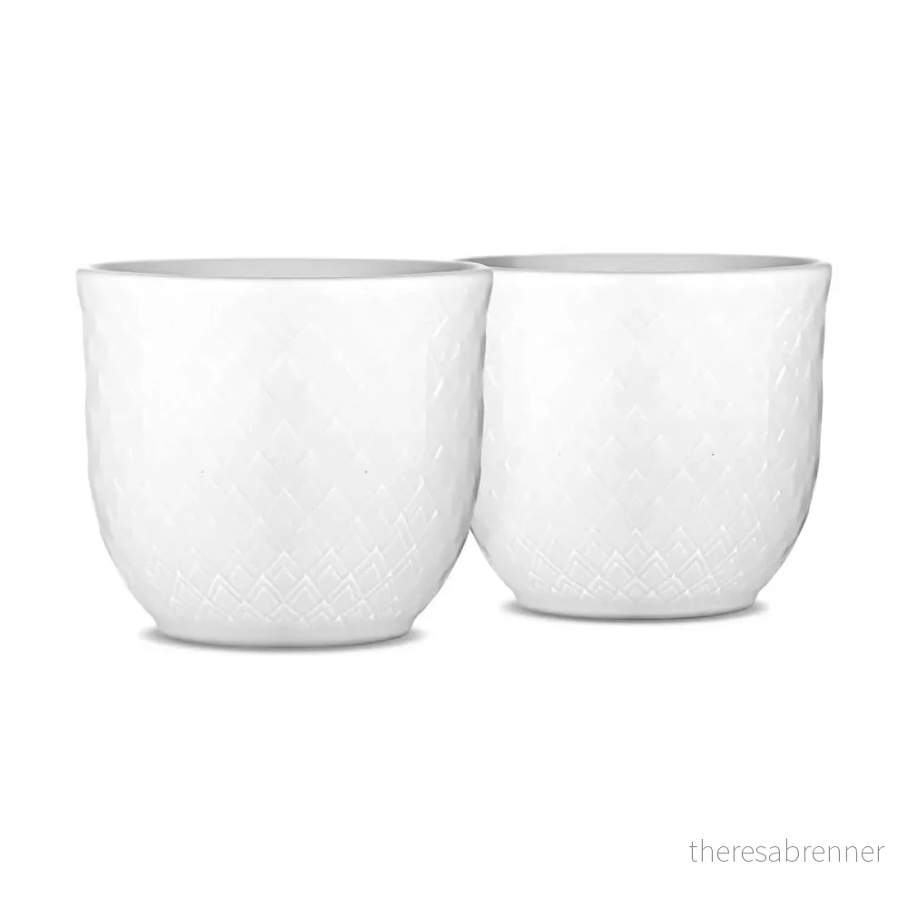 Lyngby Porcelæn - Rhombe Hvit Eggekopp - Ø5 cm - Sett med 2 - White v:8638417