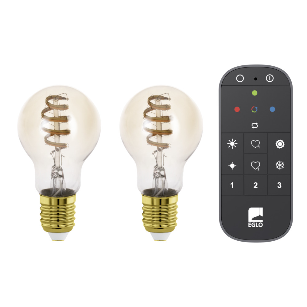 :EGLO CONNECT-Z E27 LED A60 Amber – 2-pk Spiral Smartpærer med Fjernkontroll, Zigbee, Matter & Thread – Gratis frakt v:5120766 :EGLO CONNECT-Z E27 LED A60 Amber – 2-pk Spiral Smartpærer med Fjernkontroll, Zigbee, Matter & Thread – Gratis frakt v:5120766