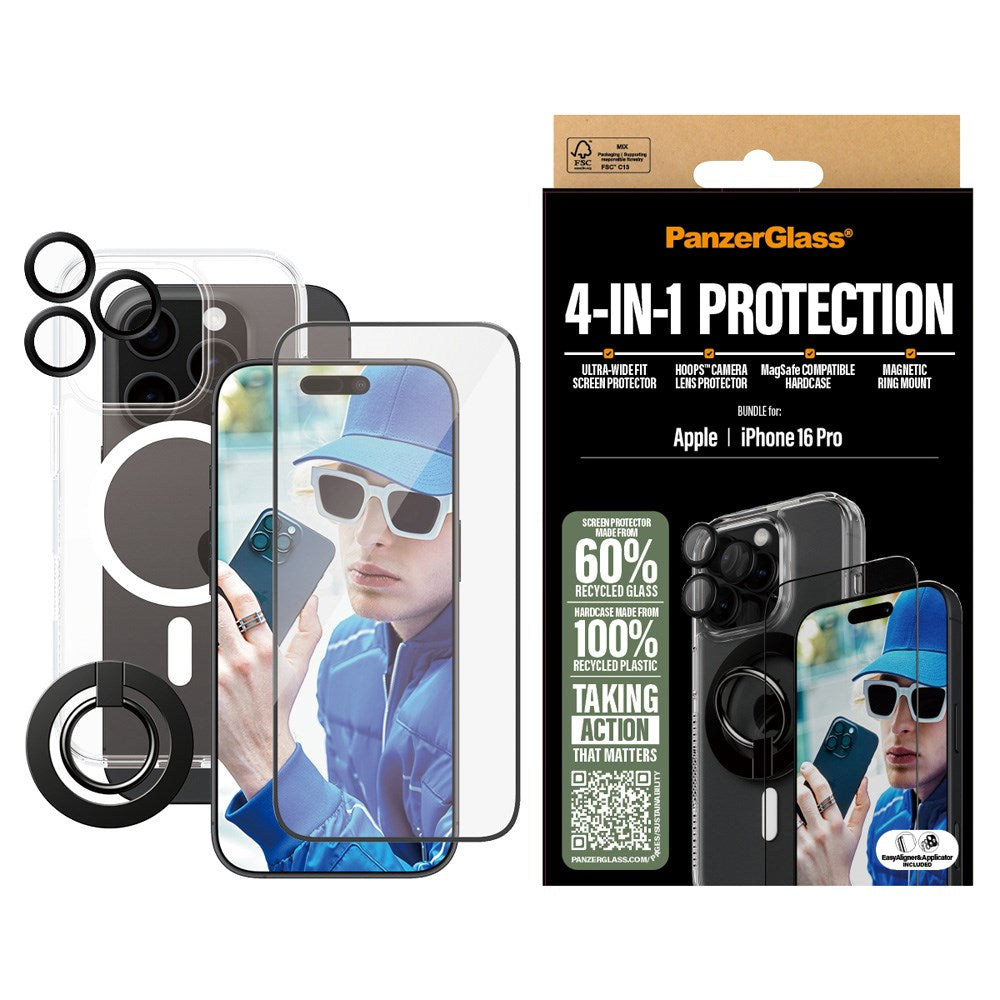 PanzerGlass – iPhone 16 Pro 4-i-1 beskyttelsespakke - Gratis frakt v:3521708