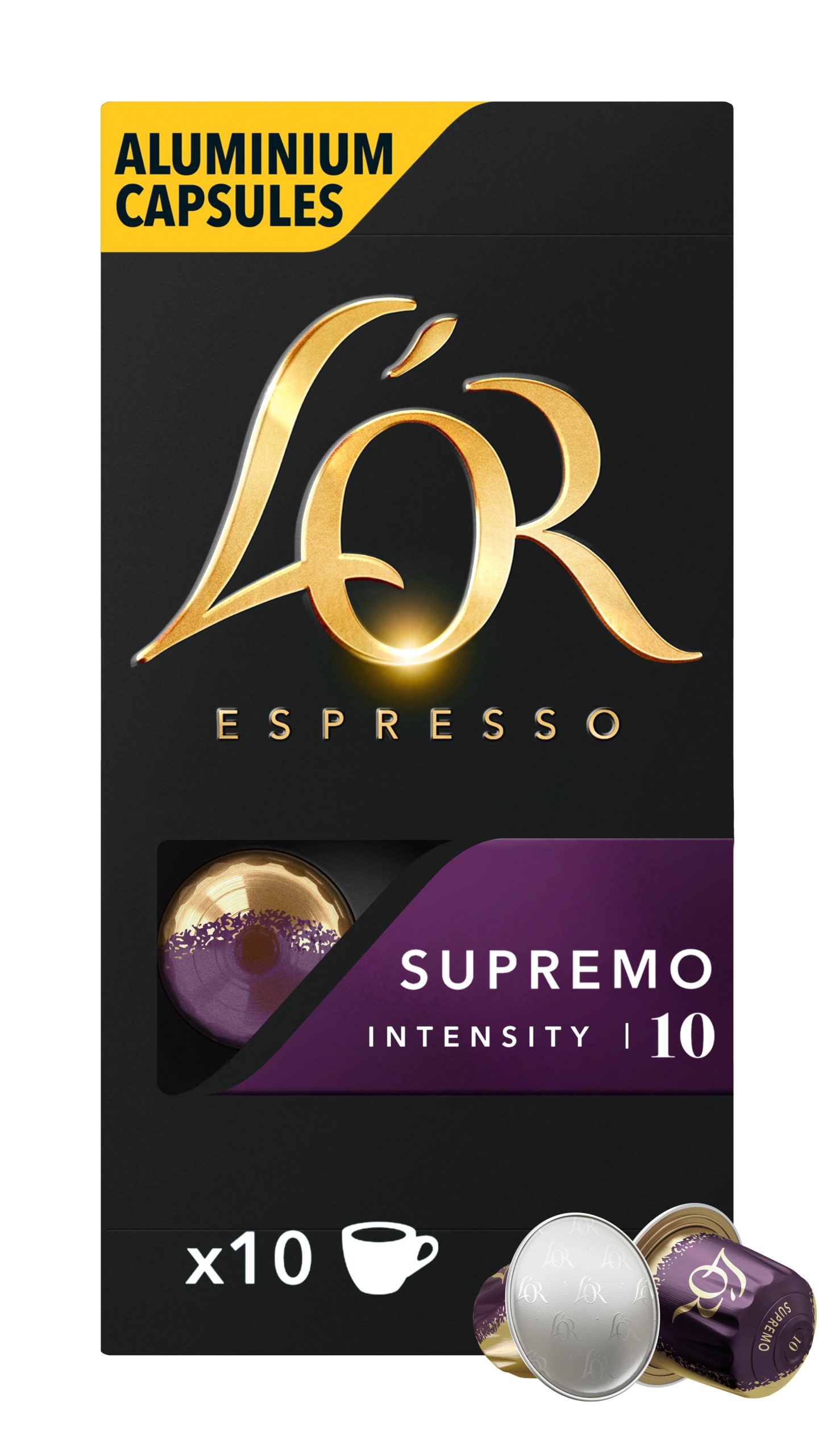 L’OR Aluminium Kaffekapsler – Supremo – Espresso – Intensitet 10 – Ristet & Søt v:5927243