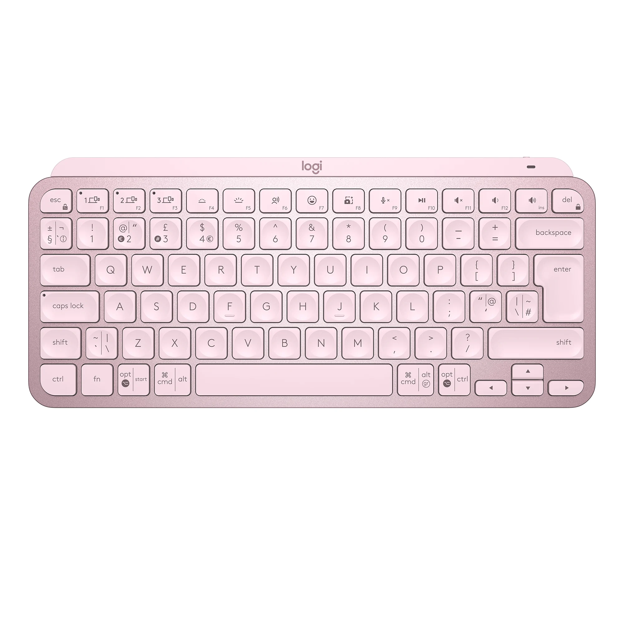 Logitech - MX Keys Mini minimalistisk trådløst opplyst tastatur - Nordisk oppsett - Rose - Gratis frakt v:3556265