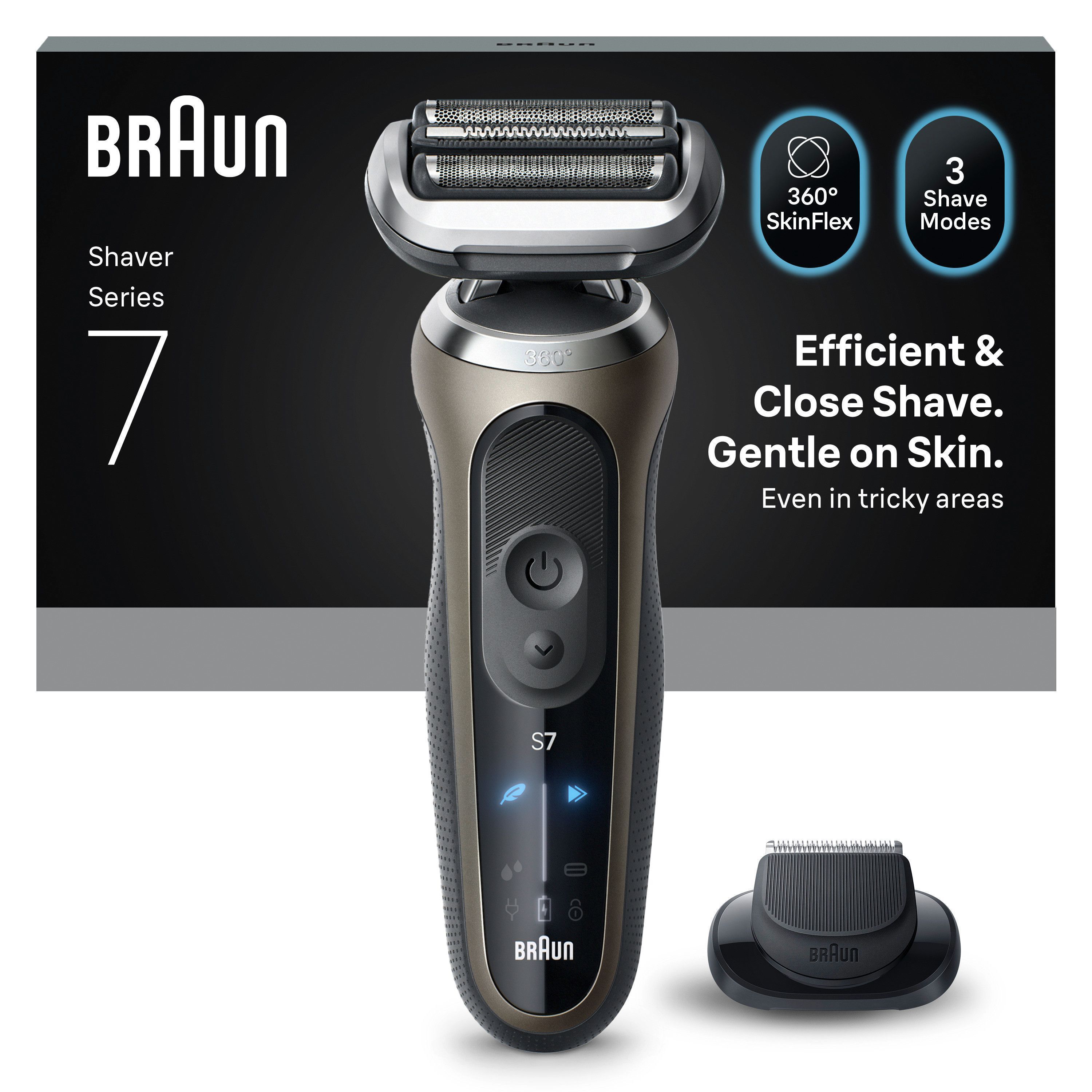 Braun - Series 7 Elektrisk Barbermaskin +1 Tilbehør - Gull - Gratis frakt v:9367963