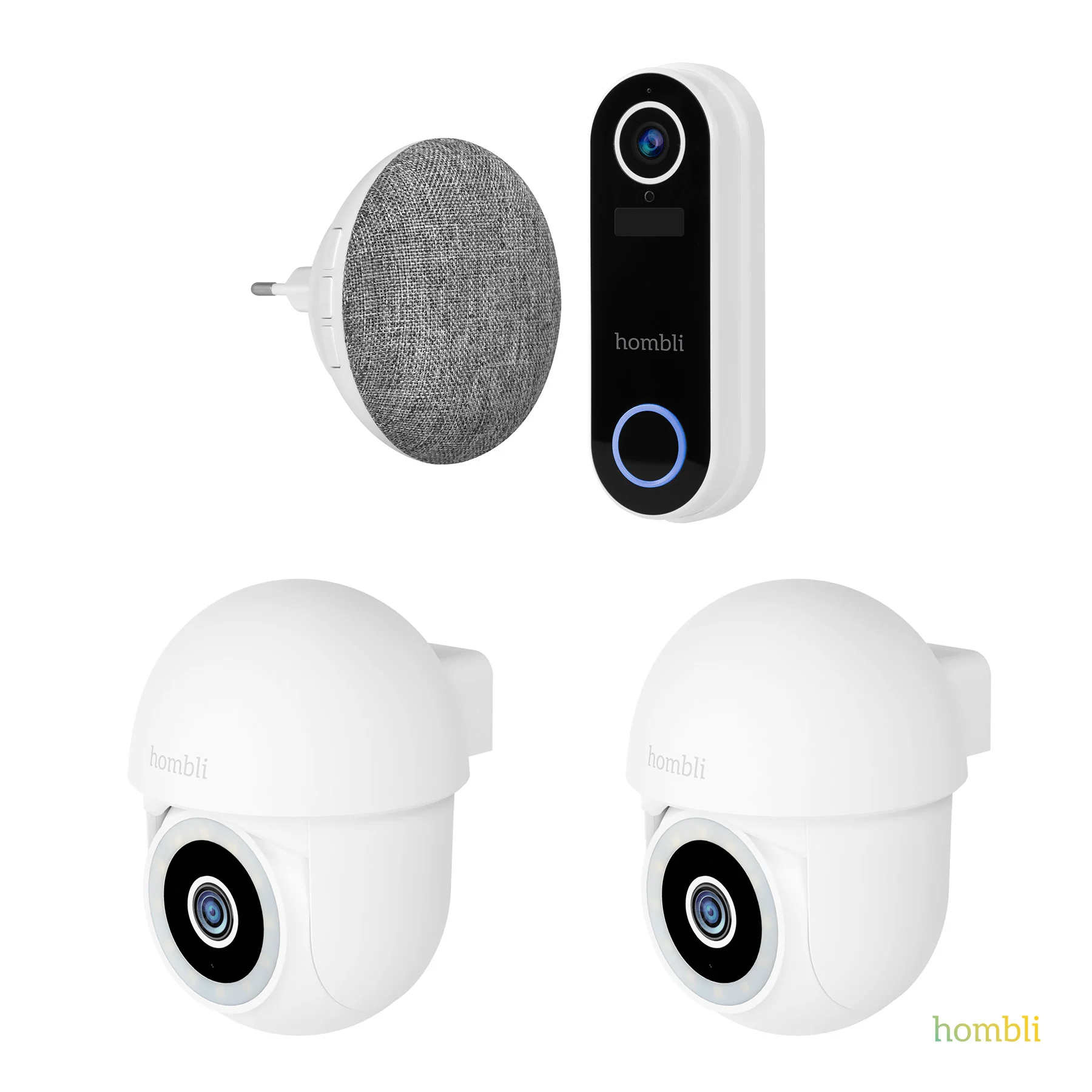 Hombli - Hombli Smart Doorbell Pack + Hombli Smart Pan & Tilt Cam - White BUNDLE - Gratis frakt v:7092399
