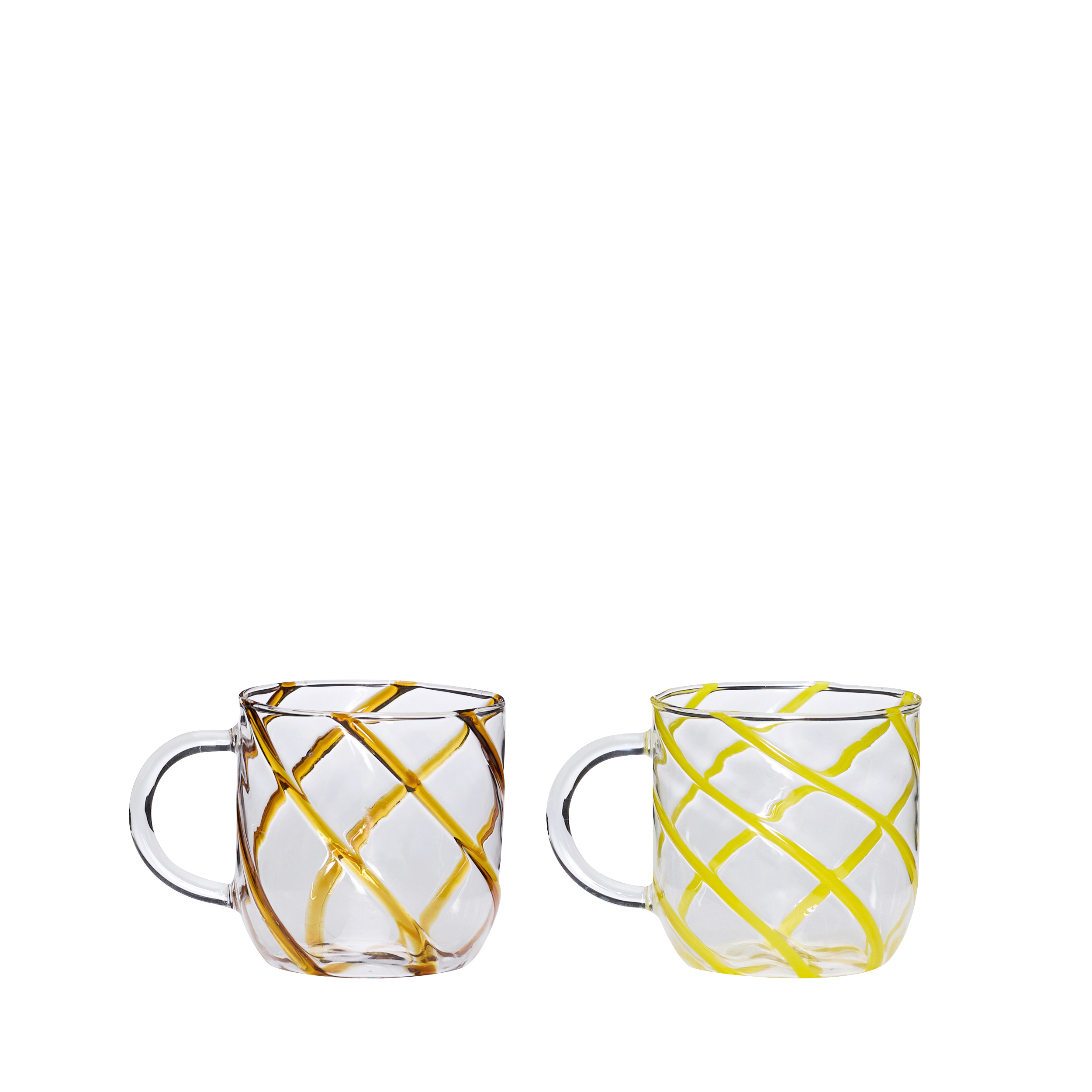 Hübsch - Kiosk Glass Mugs Swirl - Yellow - 9x13xh10cm v:3986439