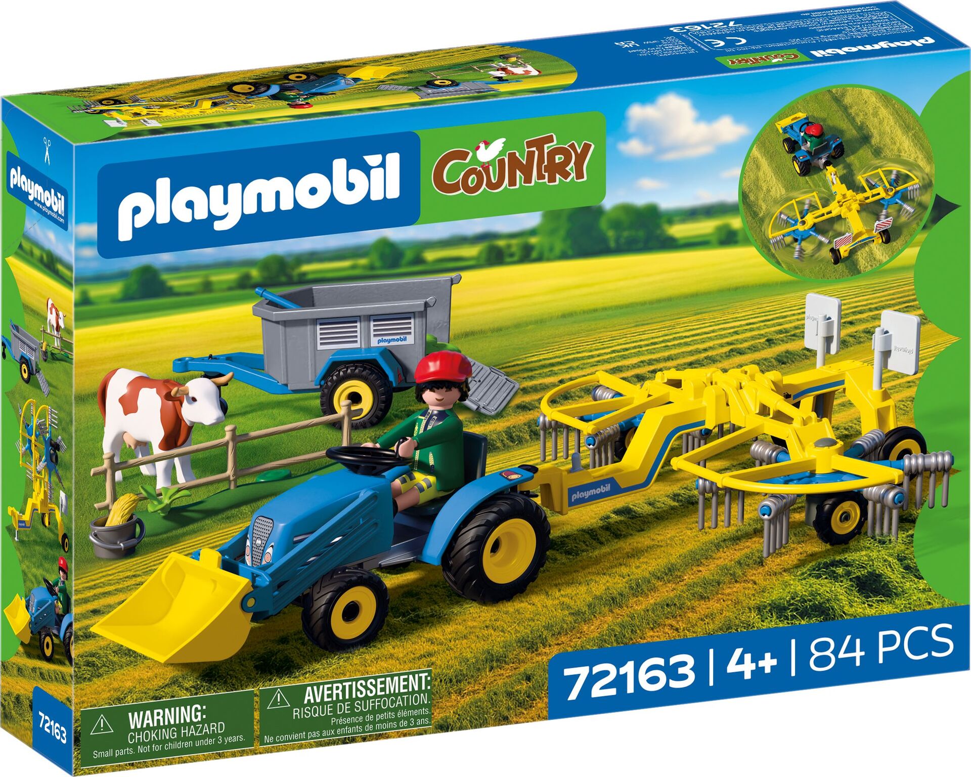 PLAYMOBIL - Small Tractor with Hay Swather (72163) - Gratis frakt v:2543146