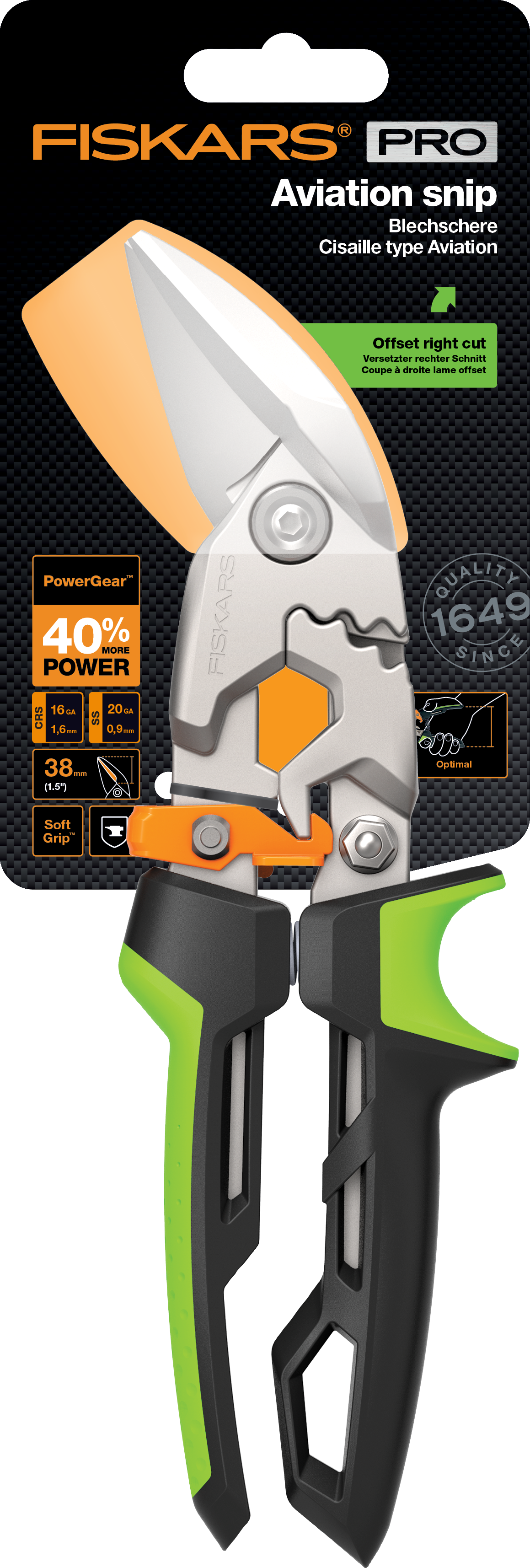 Fiskars - PowerGear Aviation Snip - Offset Right v:5232890