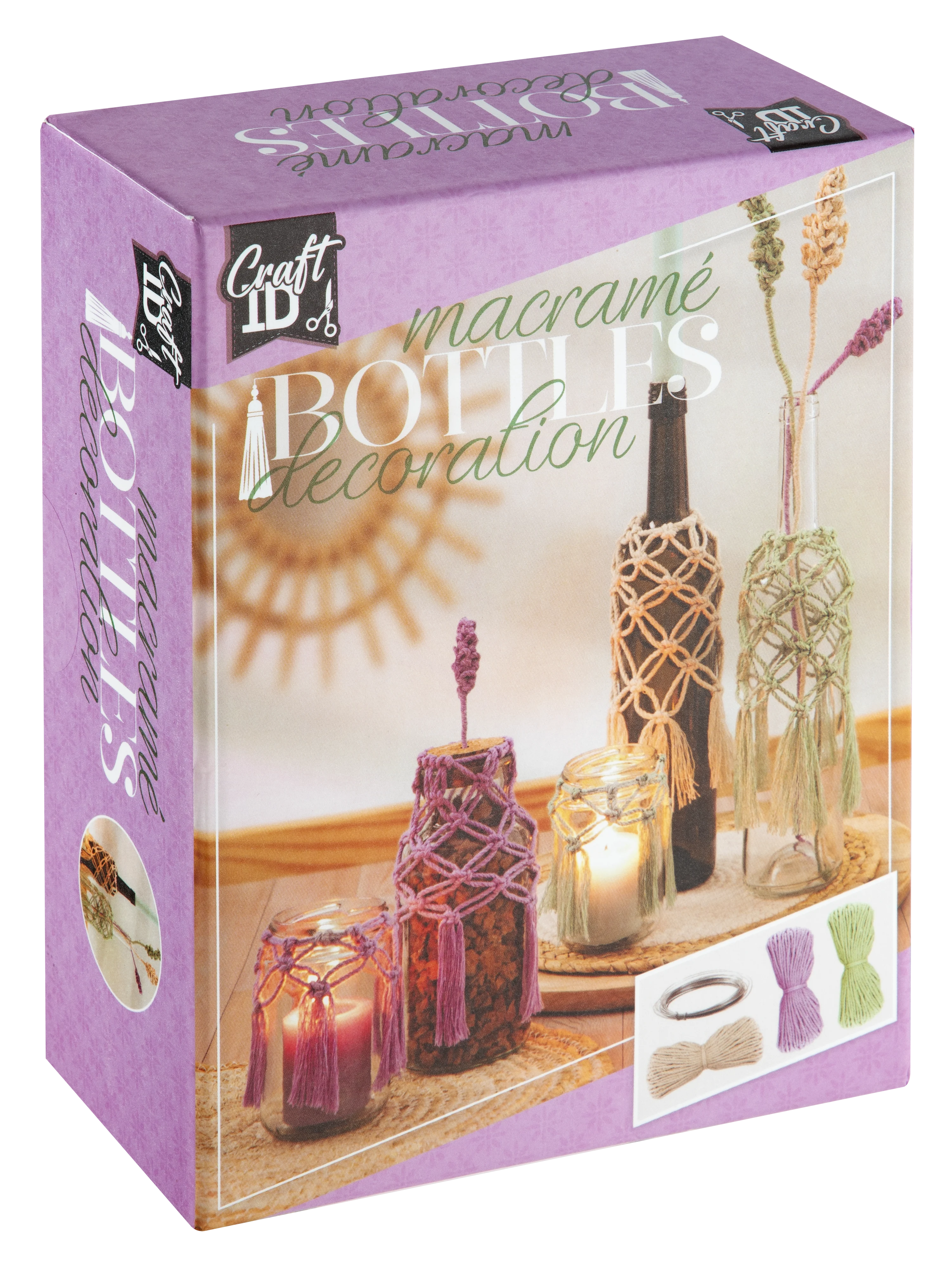 Craft ID - Macrame set bottle decoration with flowers (CR1727/GE) v:1173816