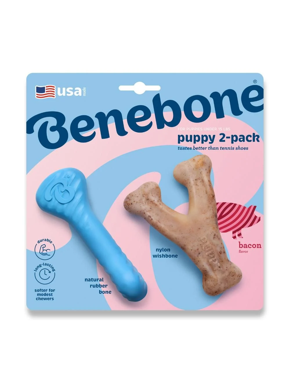 BENEBONE - Puppy 2-Pack Rubber Bone/Wishbone - Tiny v:4981827