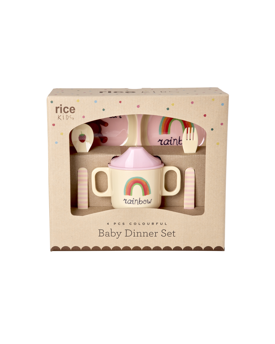 Rice - Melamine Baby Dinner Set - Pink - 4 pcs v:3244203