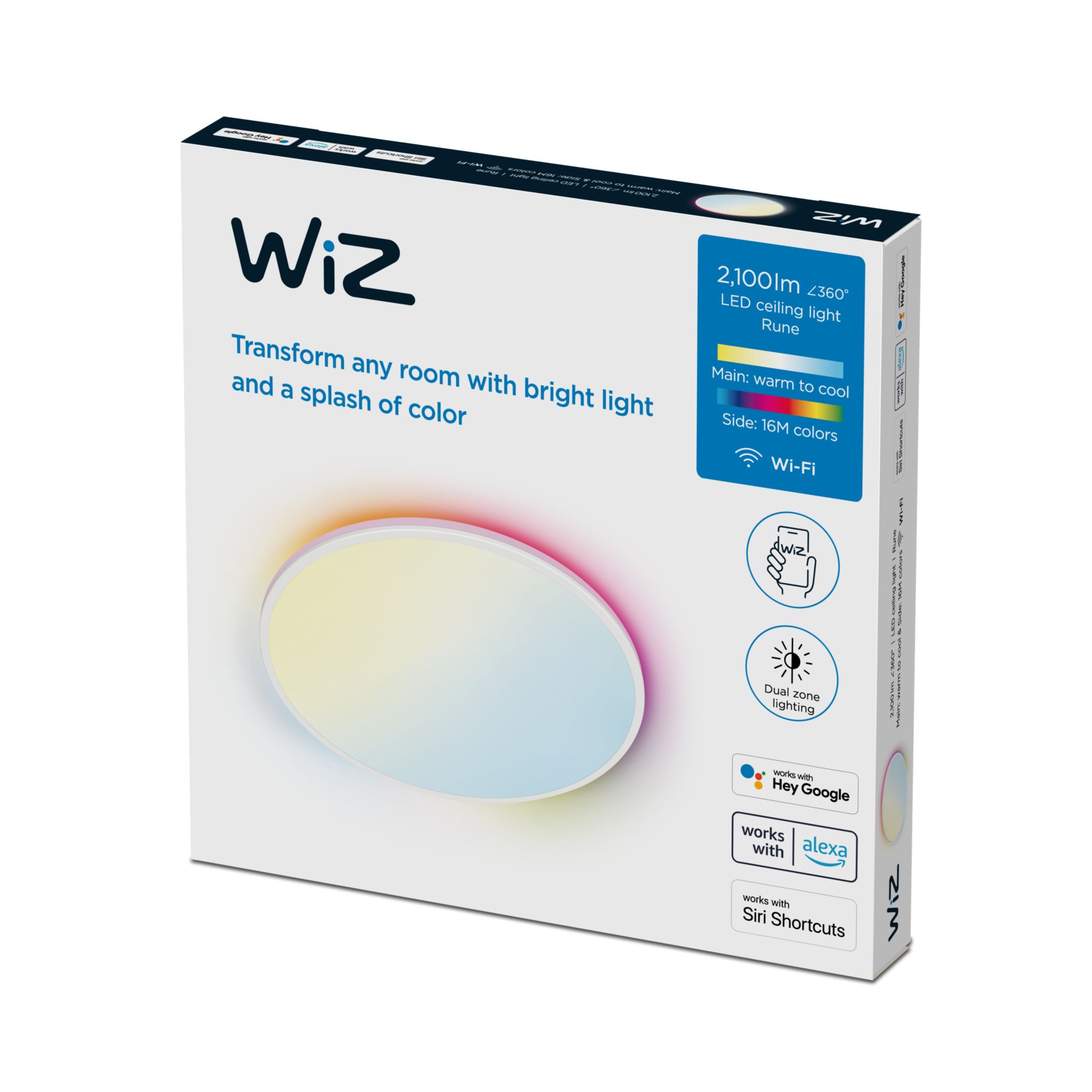 WiZ - Aura Smart Taklampe - Hvit - Gratis frakt v:3391563