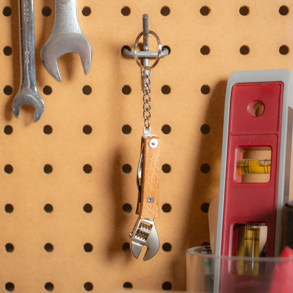 Kikkerland - Wooden Mini Wrench Tool - Natural Wood Finish - 3 inches v:9146436