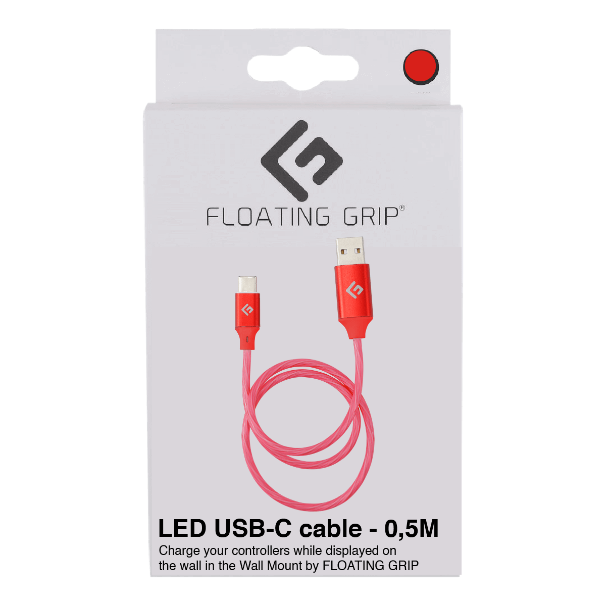 Floating Grip 0,5M LED USB-C Cable (Red) – 0.5 – Red – Rød v:3168899 Floating Grip 0,5M LED USB-C Cable (Red) – 0.5 – Red – Rød v:3168899