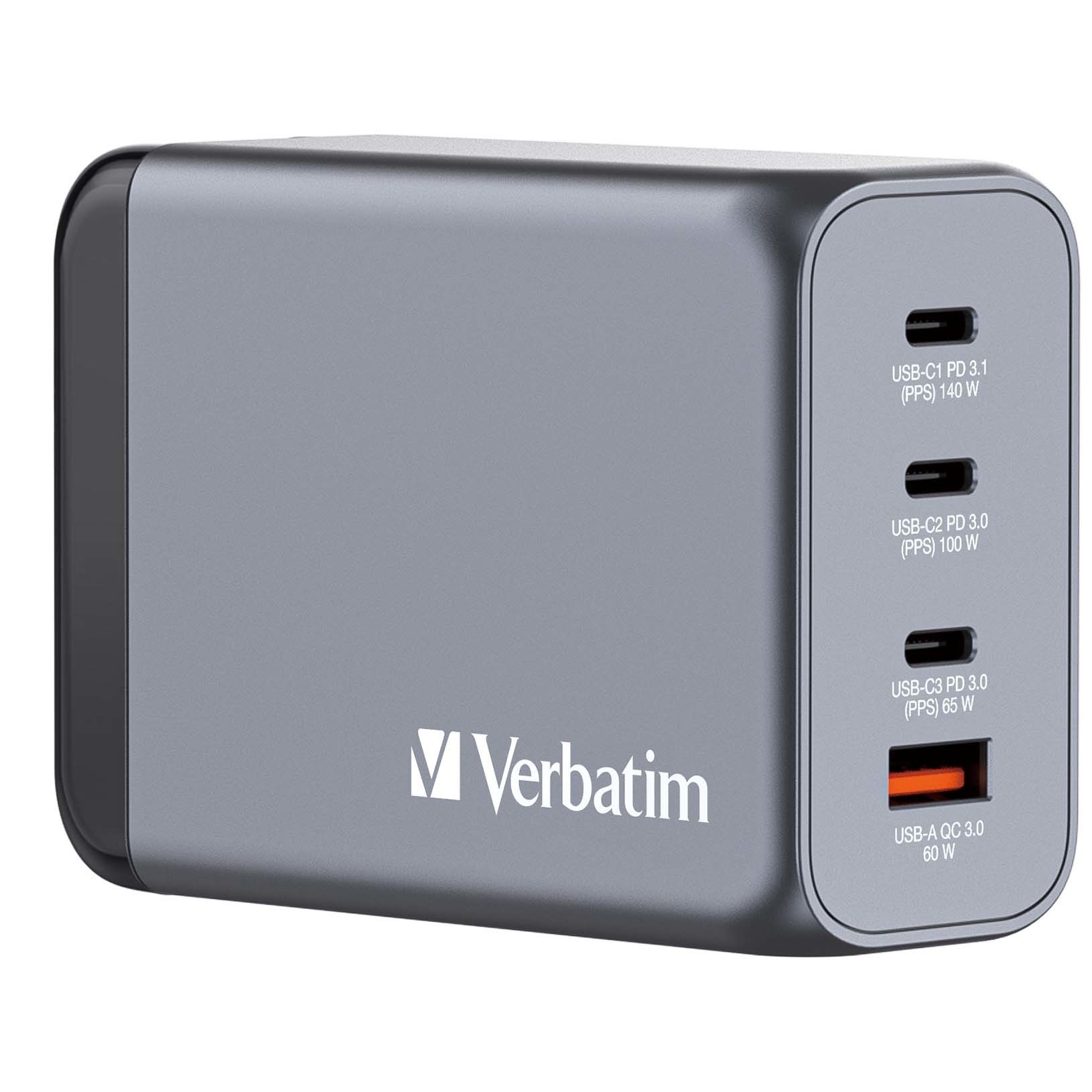 Verbatim - GNC-240 GaN Charger 4 Port 240W USB-A/USB-C - Gratis frakt v:7335585