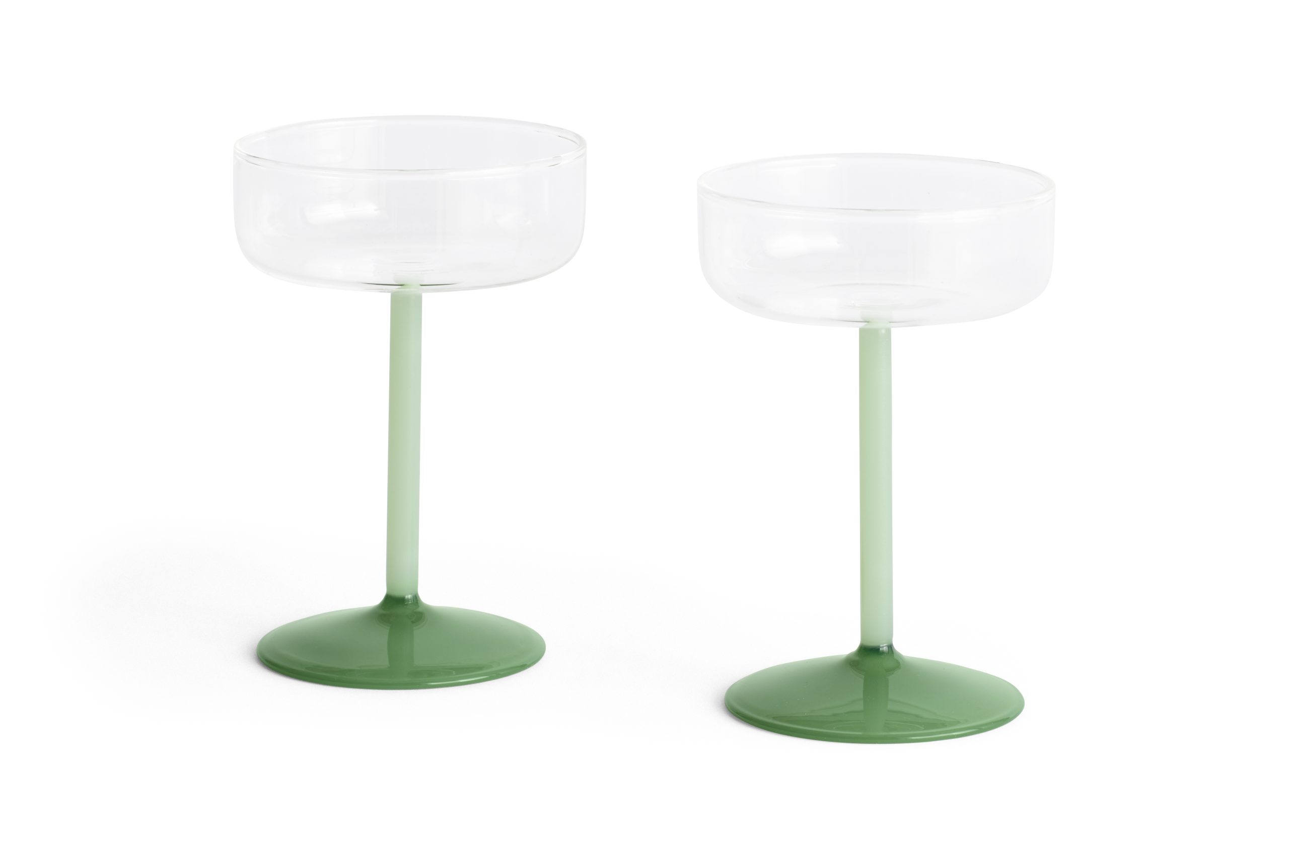 HAY - Tint Champagneglass H12.5 cm - Sett med 2 (Klar & Grønn) - 2.0 - Clear & Green v:2253964