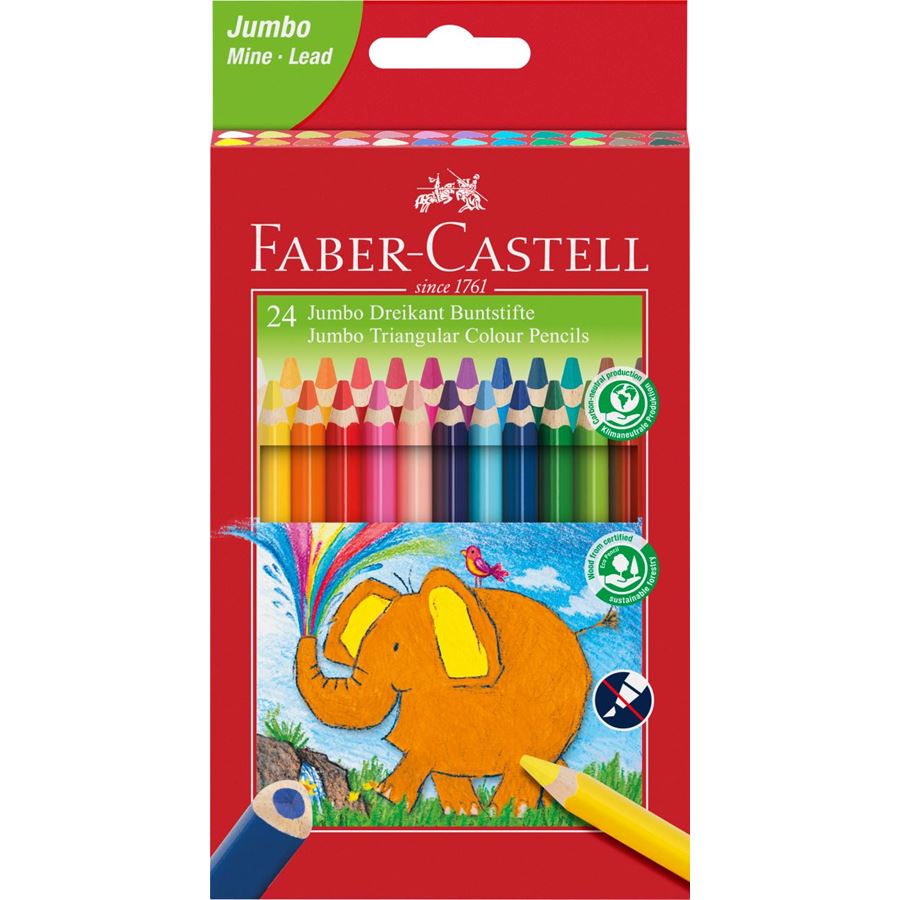 Faber-Castell – Jumbo trekantede fargeblyanter, 24 stk (116524) v:7047485 Faber-Castell – Jumbo trekantede fargeblyanter, 24 stk (116524) v:7047485