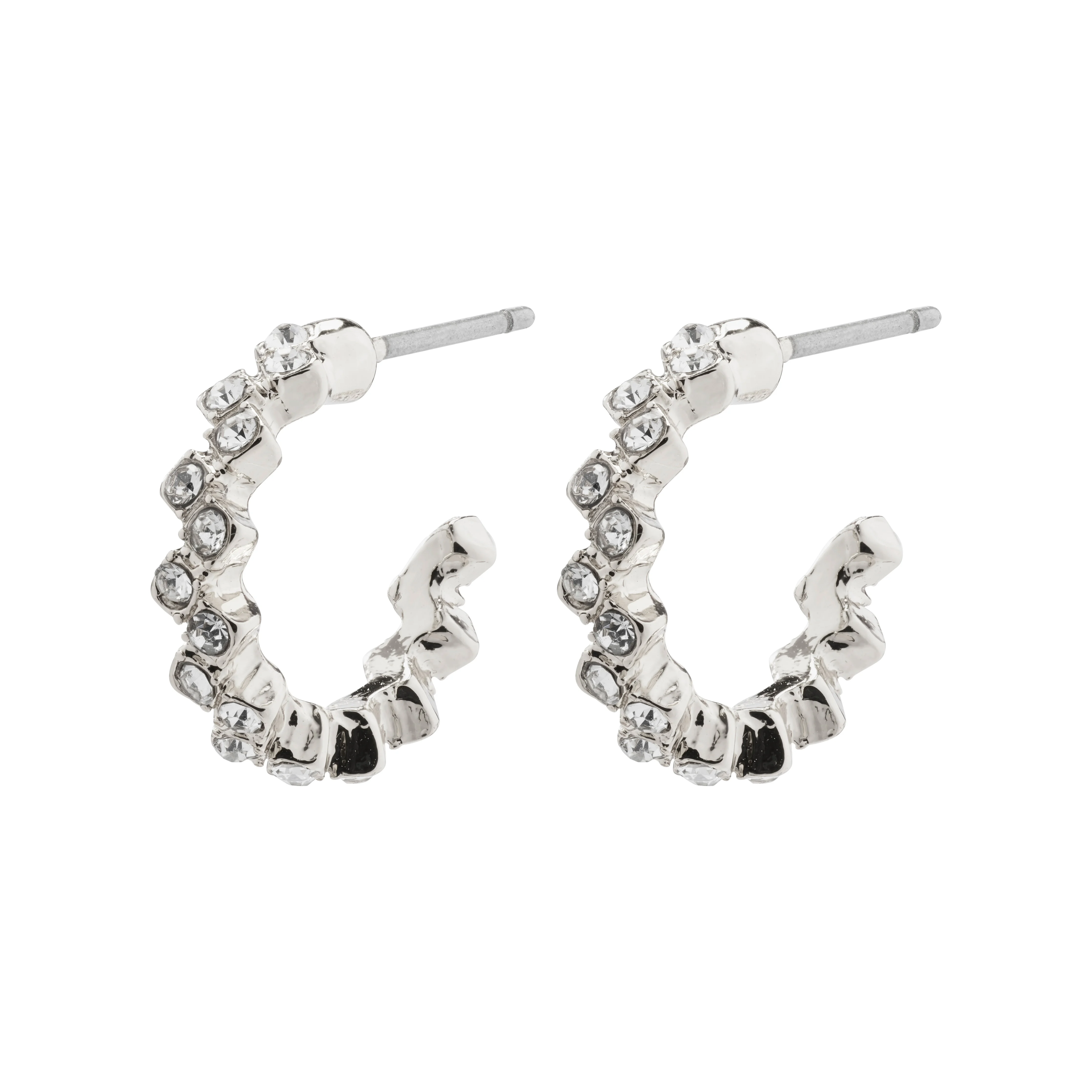 PILGRIM - ESTER Crystal Hoop Earrings - Silver-Plated - 15 mm v:9969000