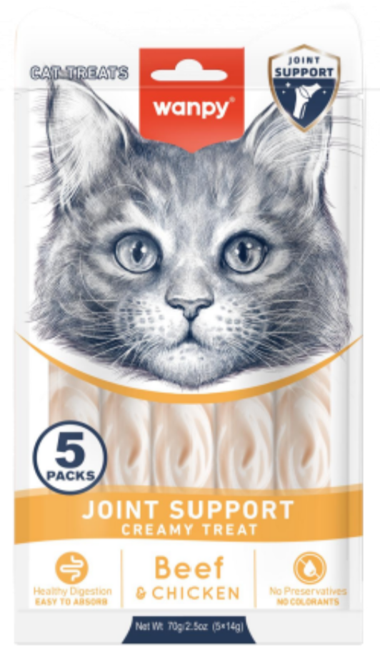 wanpy - Wanpy Cat Functional Creamy Lickable Treat Joint Support Beef & Chicken 70g (5x14g) v:3309601