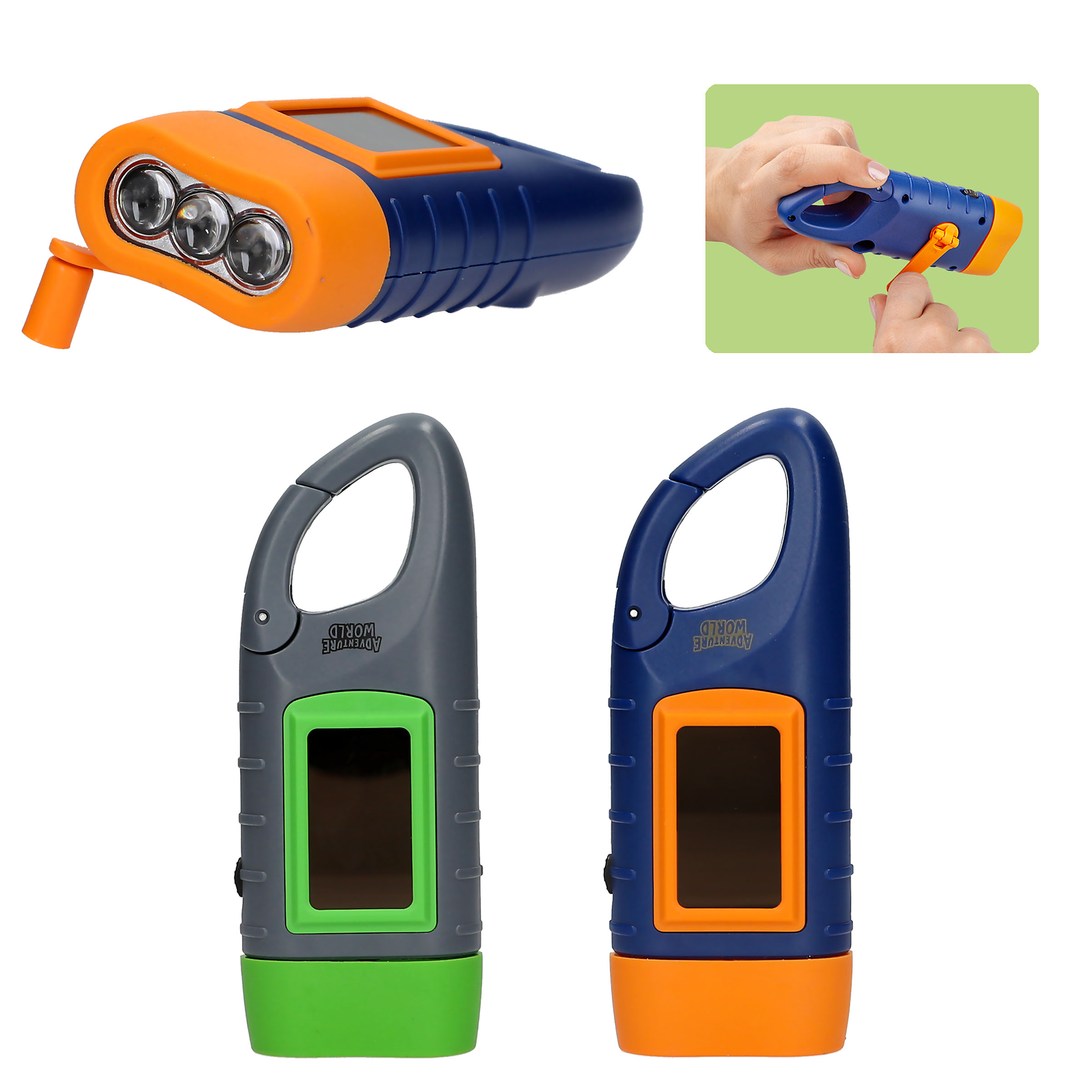 Dino World - Adventure World Dynamo Lommelykte - Dynamic Blue-Orange or Grey-Green v:2204502