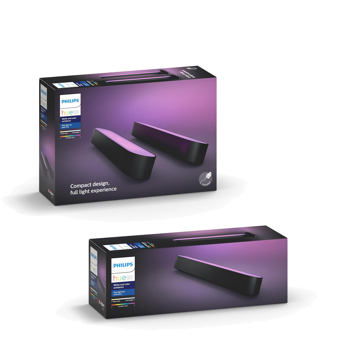 Philips Hue - Play Light Bar 2-pakning & Forlengelse - Svart - Pakke - Gratis frakt v:7320149