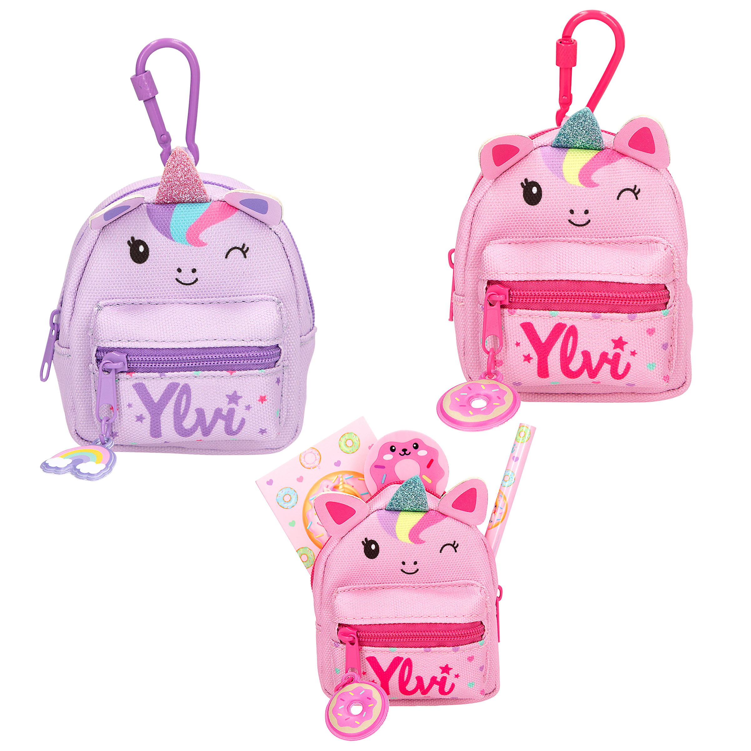 Ylvi – Micro Stationery Ryggsekk med Karabinkrok – Pink and Purple – Mini v:7476650
