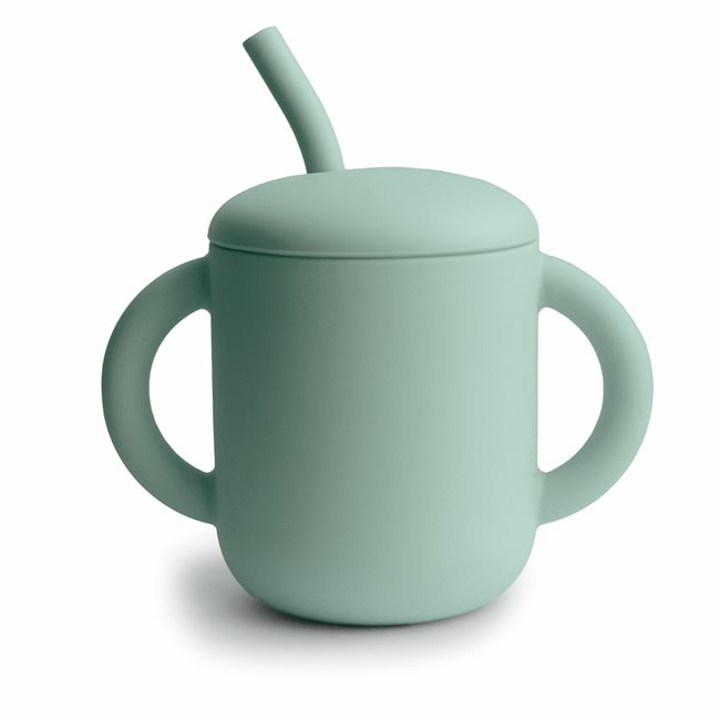 Mushie - Silicone Training Cup with Straw - Cambridge Blue - 175 ml (6 fl oz) v:5411416
