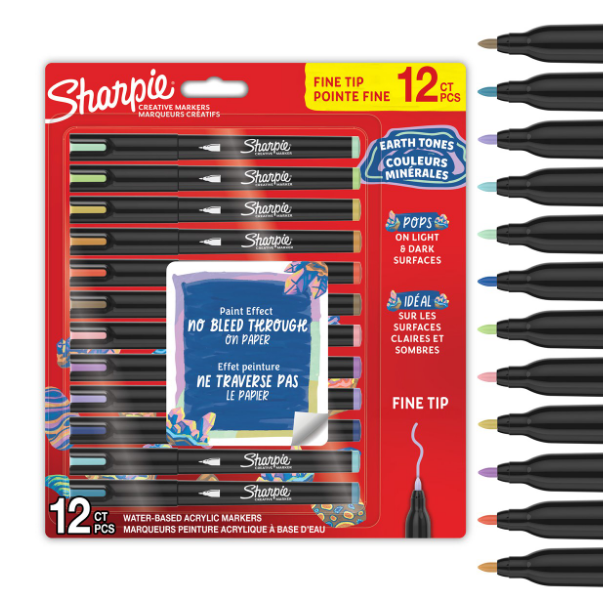 Sharpie - Creative Acrylic 12‑Blister - Earth Tones - Fine Tip (2212911) v:1365690