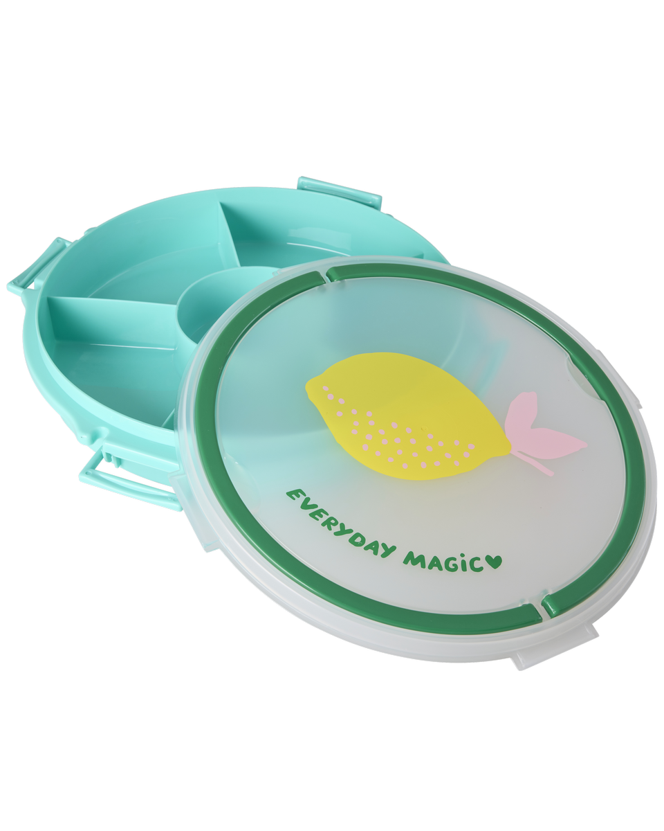 Rice - Serving Tray with Handle - Lemon Print - Mint v:3066000