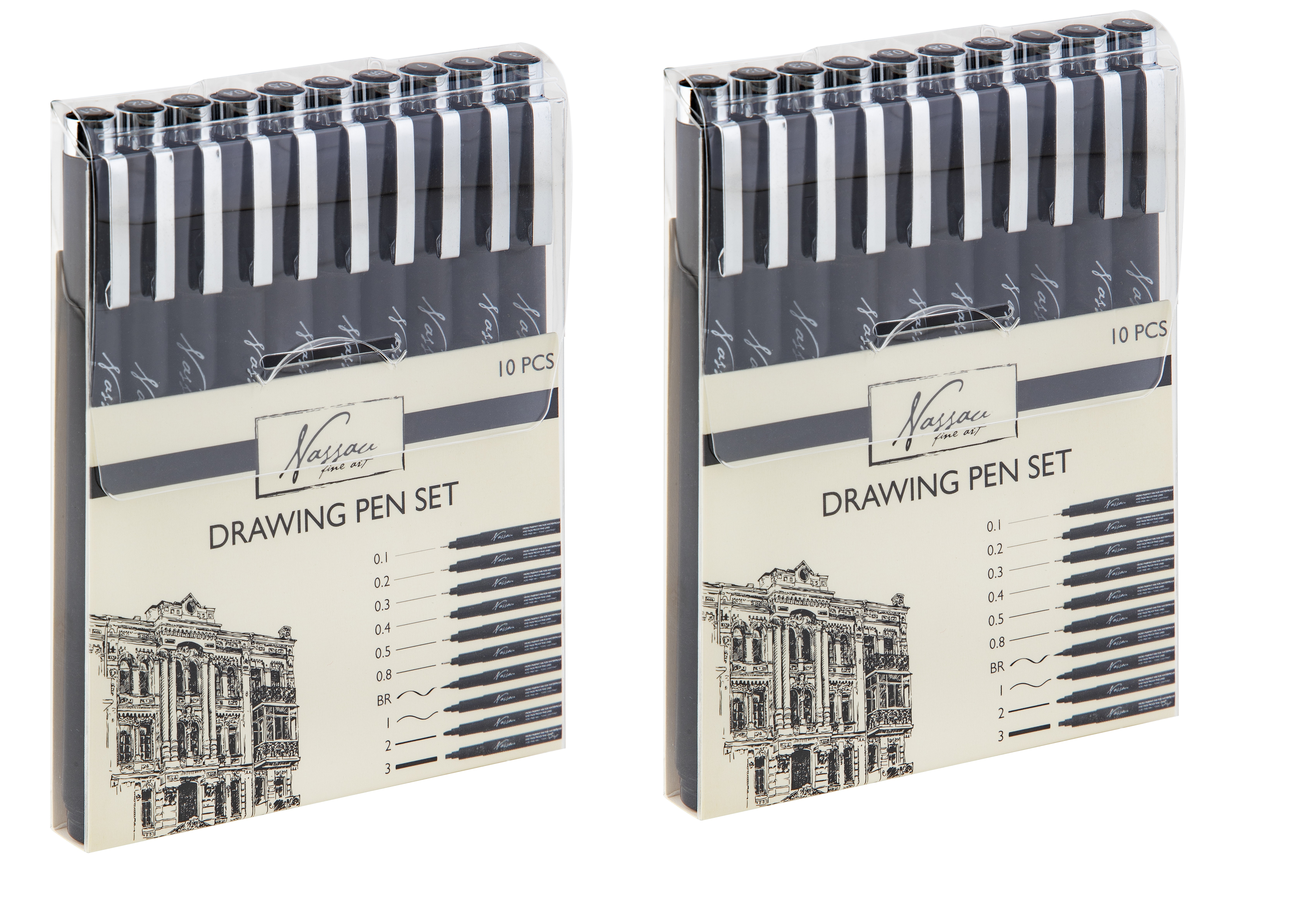 Nassau - Drawing pen set fineliners 10pcs x 2 - Bundle v:7493154