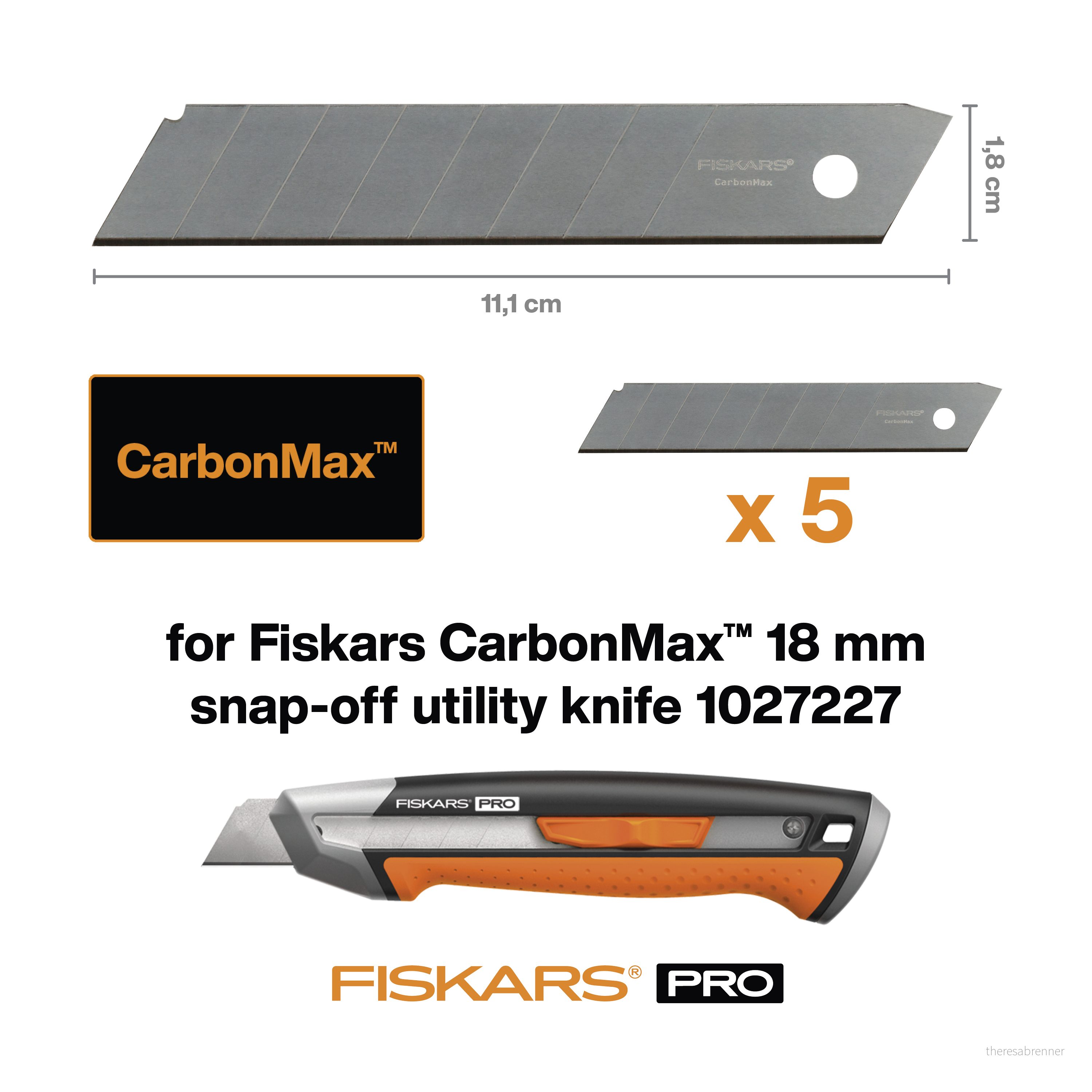 Fiskars - CarbonMax snap off blades - 18 mm - 5 pack v:4552482
