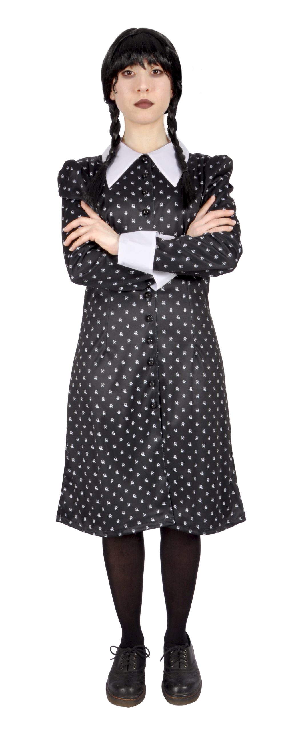 Wednesday Costume with wig Ages 11-12 (31431) v:5310321