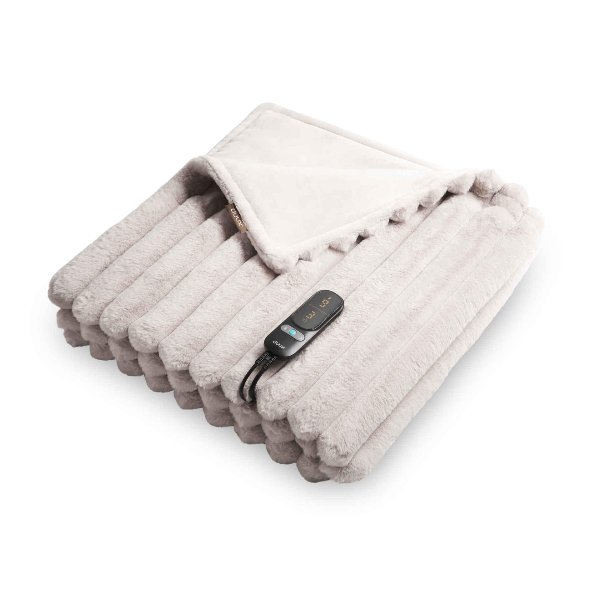 DUUX – Yentl Overblanket – Stripped Rabbit Faux Fur – Gray – 200×200 cm – Gratis frakt v:8248755
