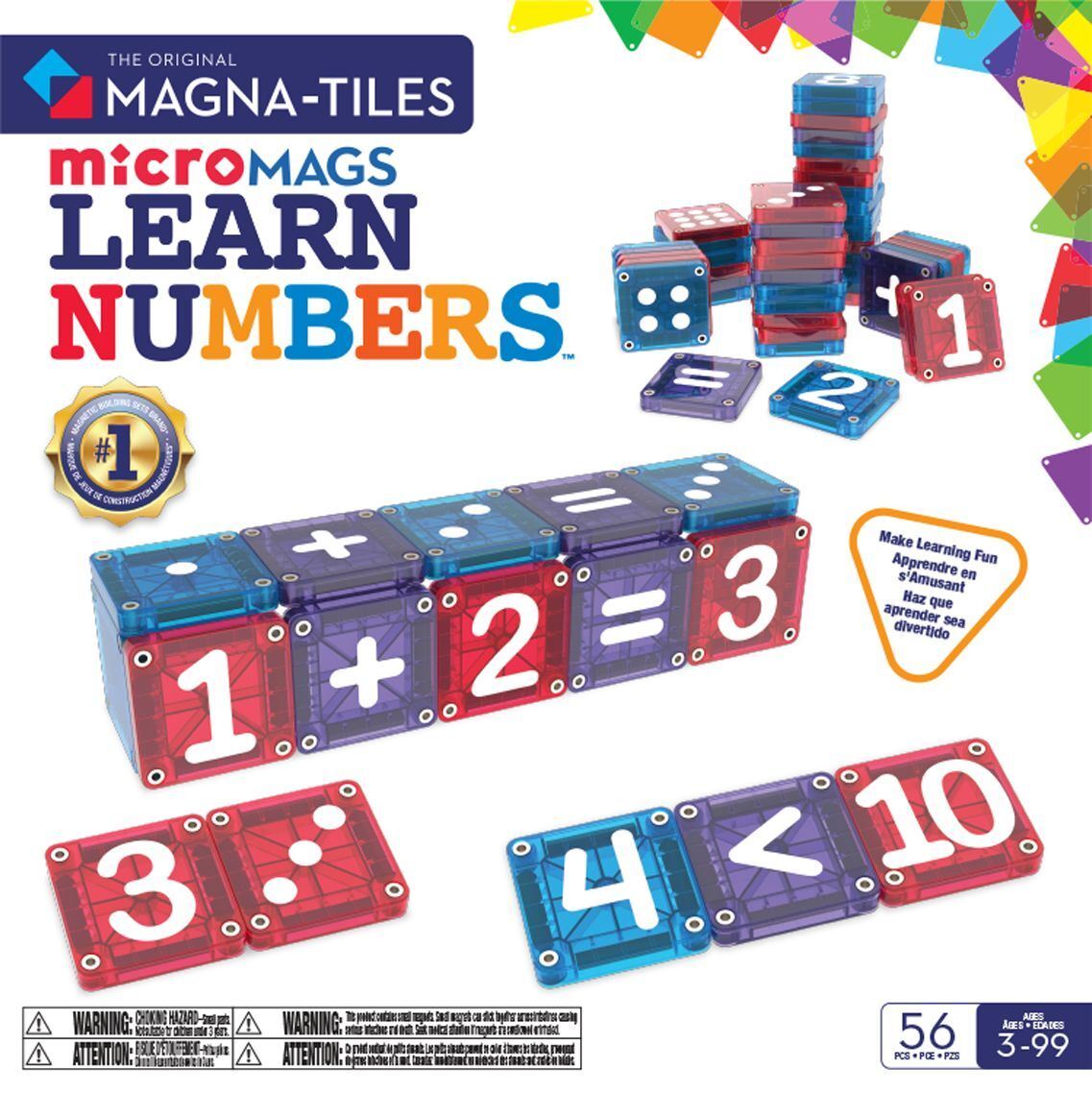 MAGNA-TILES® - Learn Numbers and Math - 56 microMAGS pieces (90464) v:1416538