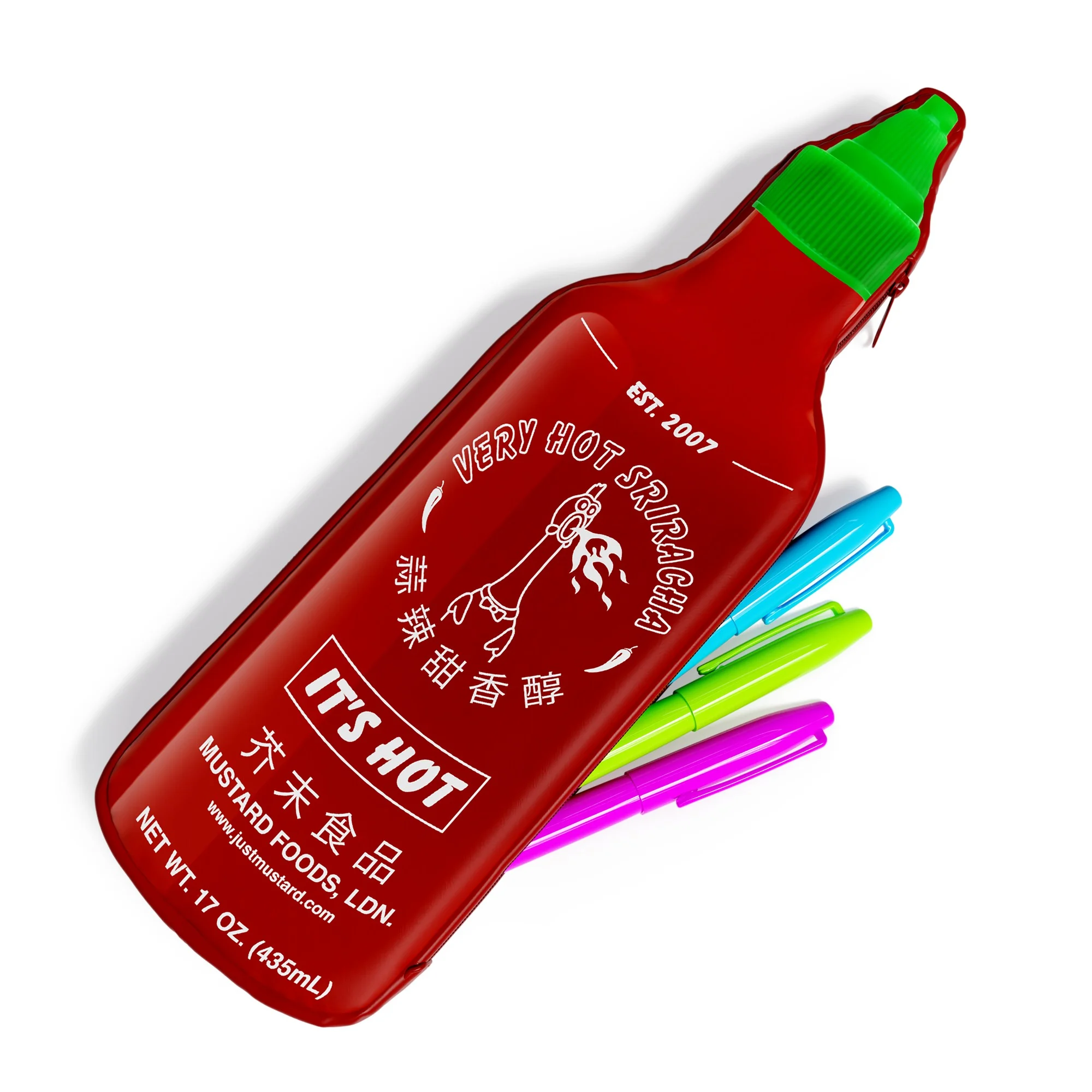 Mustard - Sriracha Pencil Case - Red - 8 inches height x 3 inches diameter v:7067850