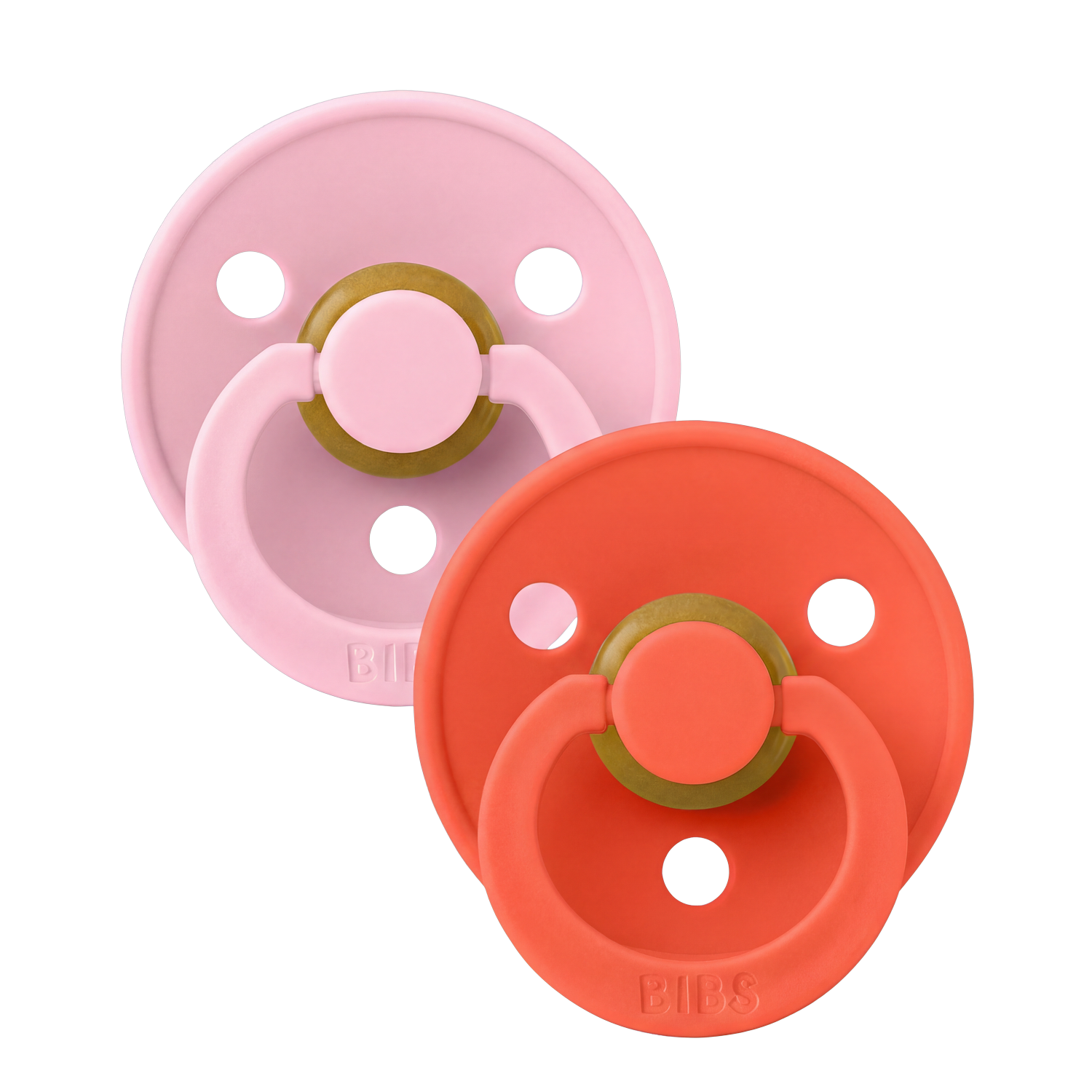 BIBS - Pacifier Colour 2 PACK Latex - Baby Pink/Tango - Size 3 v:4813127