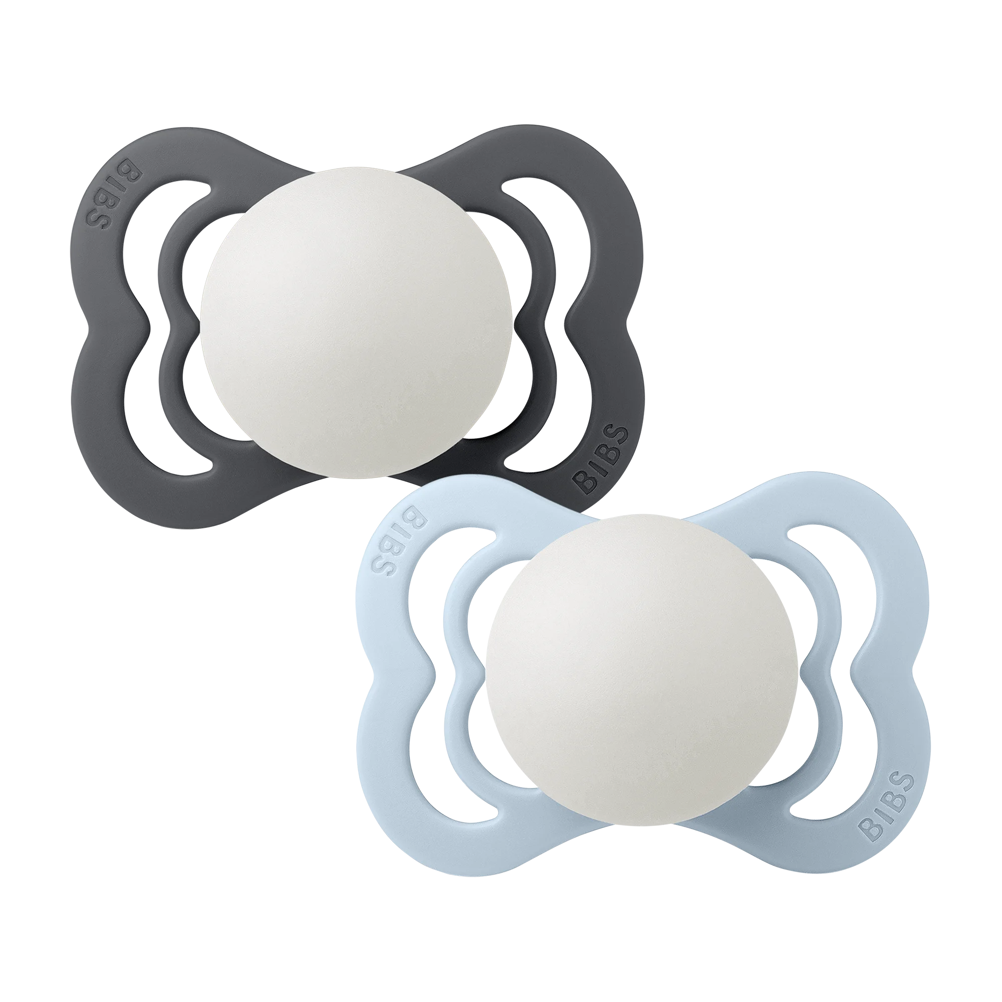 BIBS - Pacifier Supreme 2 PACK Silicone - Iron Glow/Baby Blue Glow - Size 1 v:2057046