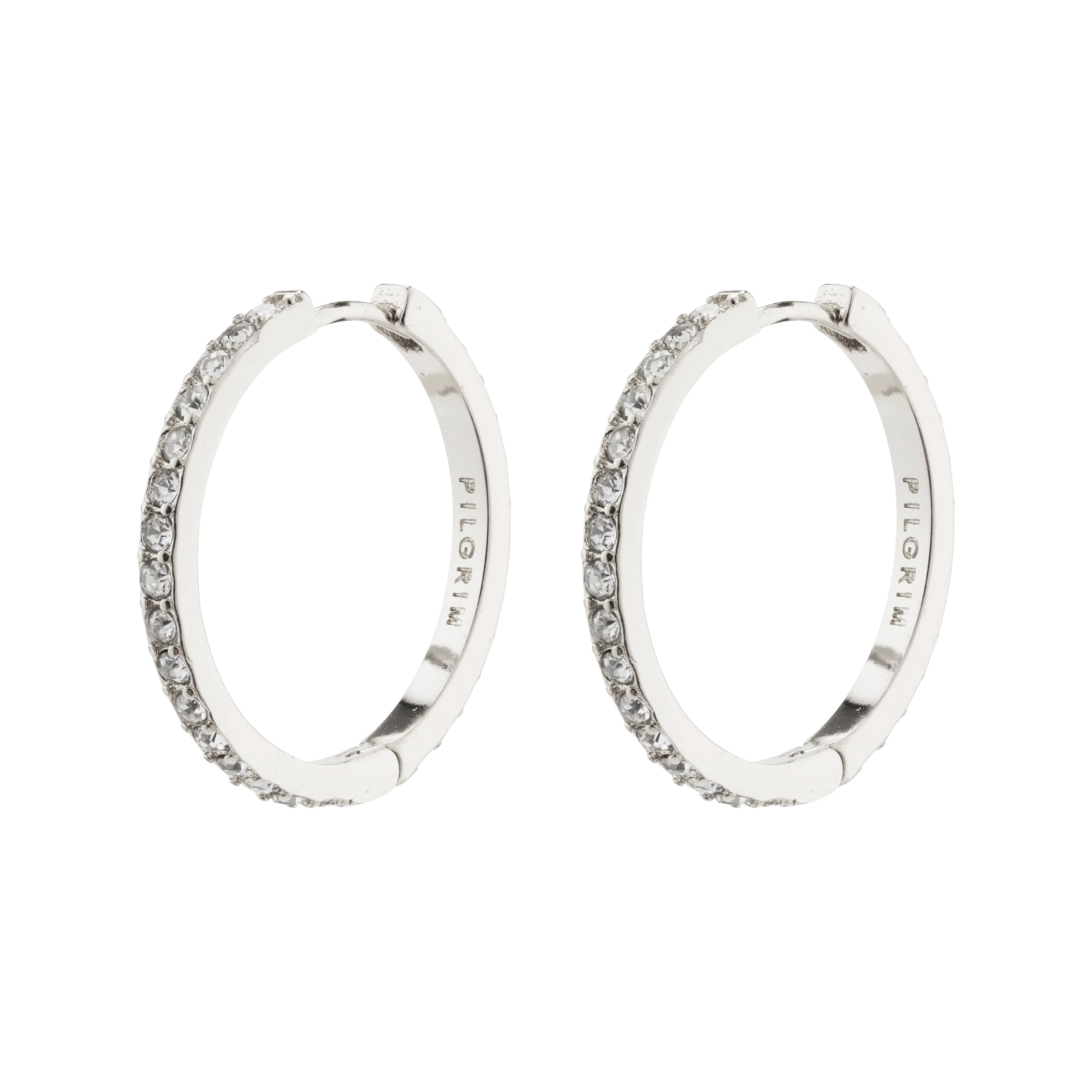 PILGRIM – EBNA Large Crystal Hoops – Silver-Plated – 22 mm v:7549073