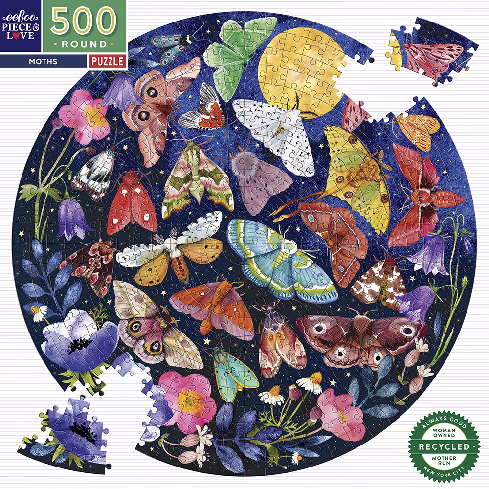 eeBoo - Round Puzzle 500 pcs - Moths - (EPZFMOT v:1717297