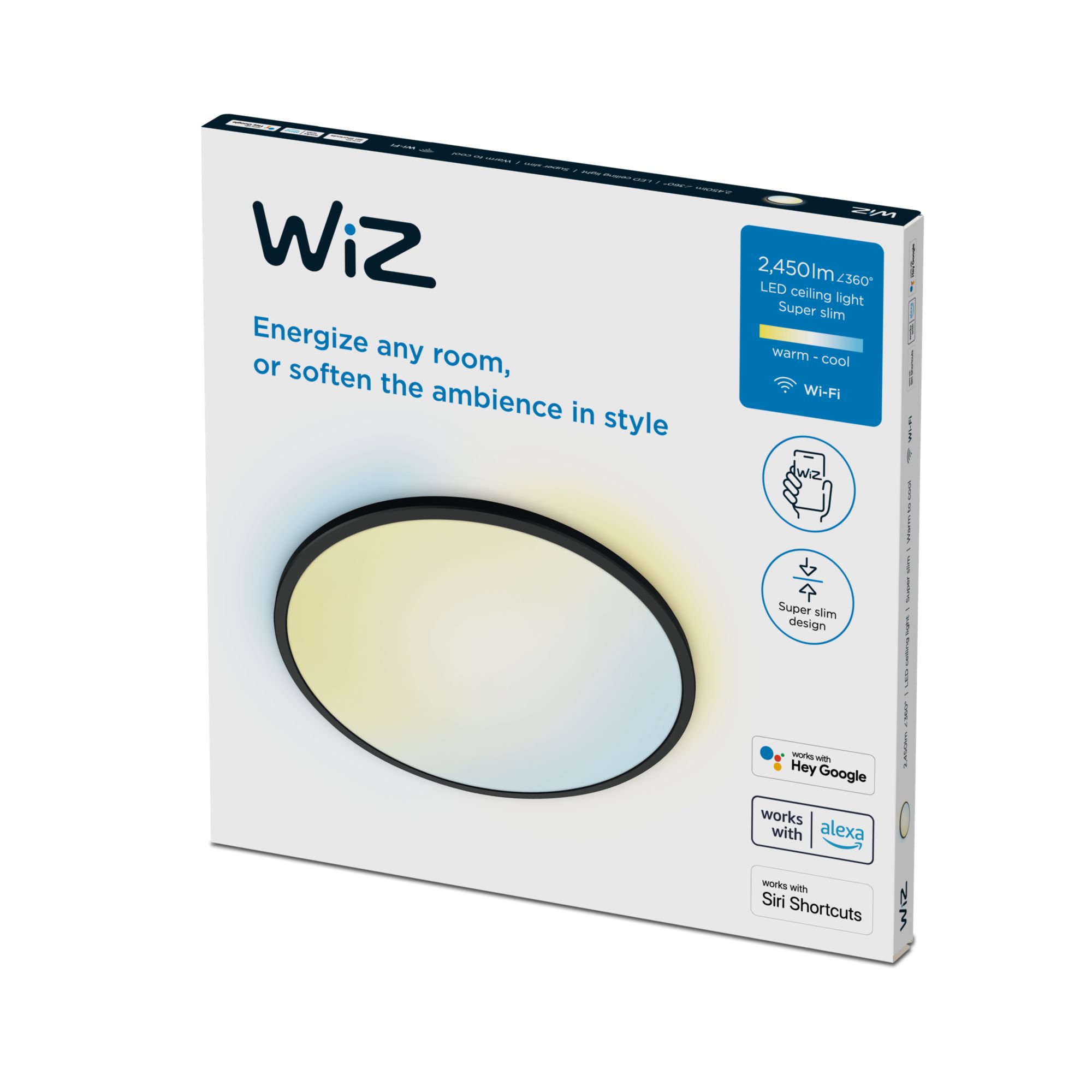 WiZ - Superslim Smart Taklampe - Svart 22W - Gratis frakt v:7059173