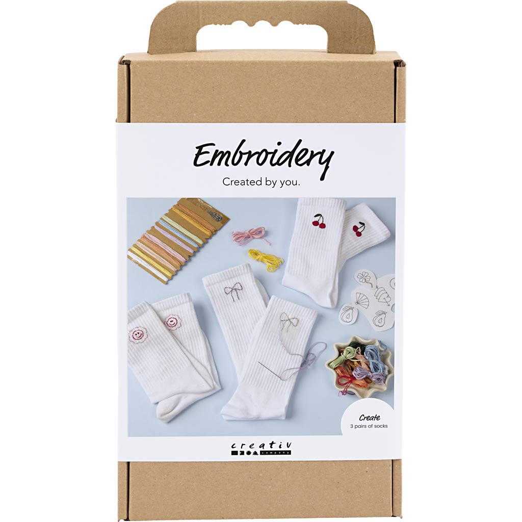 DIY Kit – DIY Kit Broderi, sokker, hvit, 1 pk. v:1576936 DIY Kit – DIY Kit Broderi, sokker, hvit, 1 pk. v:1576936
