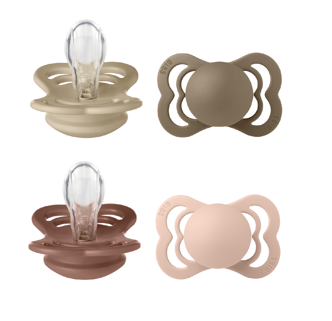BIBS - Pacifier Supreme 2x 2 PACK - Vanilla/Dark Oak & Woodchuck/Blush - Size 1 v:9072246