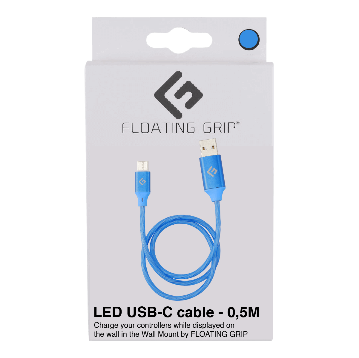 Floating Grip 0,5M LED USB-C Cable (Blue) – 0.5 – Blue – Blå v:3515246 Floating Grip 0,5M LED USB-C Cable (Blue) – 0.5 – Blue – Blå v:3515246