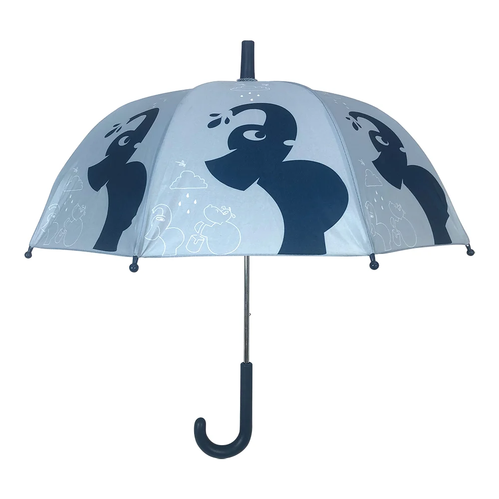 Follow the Duck - Umbrella with Elephant Print - Dusty Blue - 64 cm v:9778182