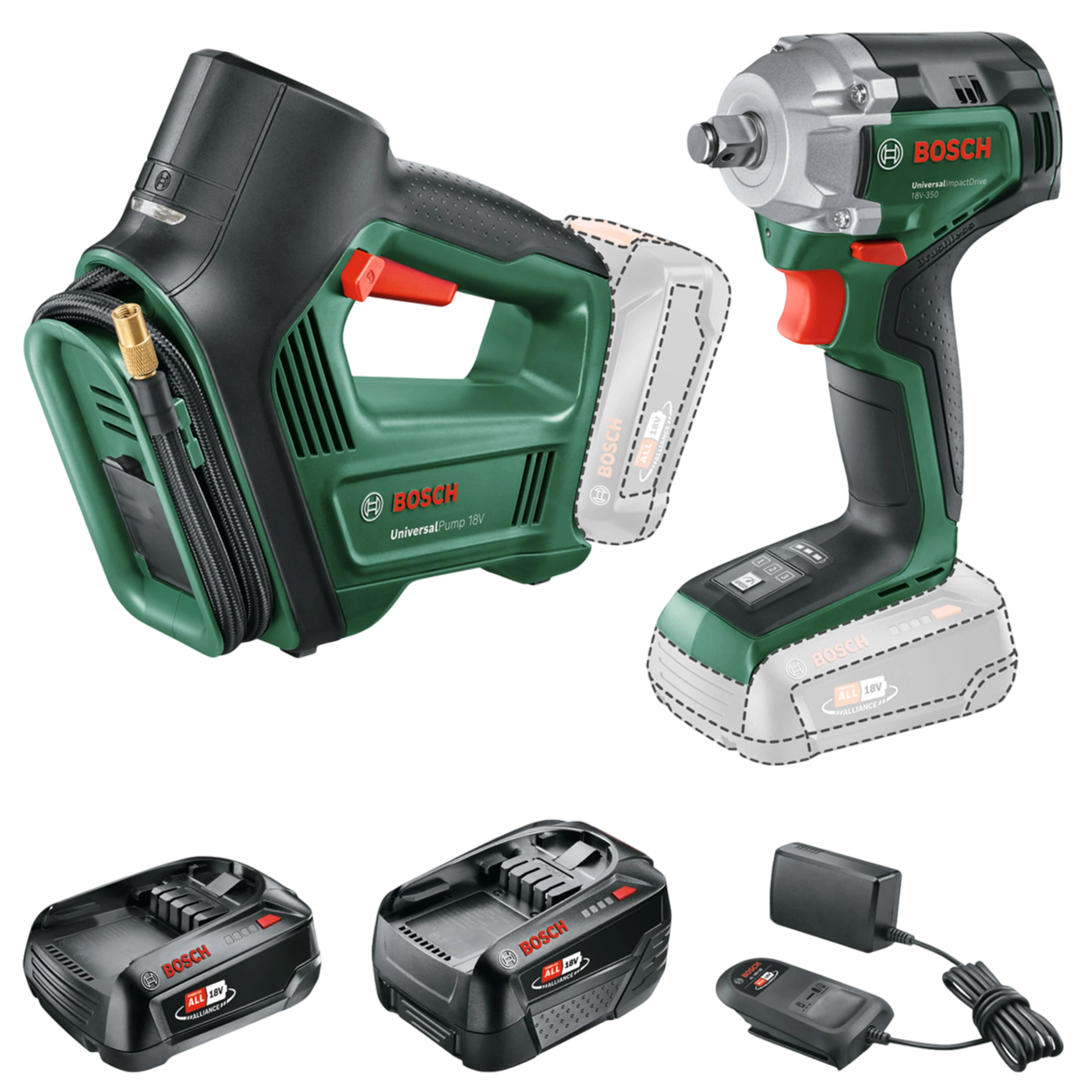 Bosch – 18VUniversalImpactDrive + UniversalPump – Kombisett med Slagskrutrekker 350 Nm & Luftpumpe 10,3 bar – Gratis frakt v:5285208