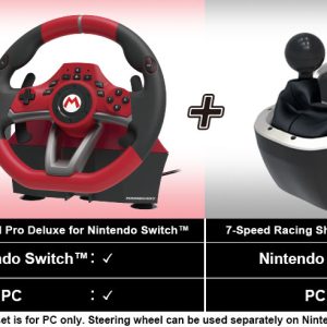 HORI – Mario Kart Racing Wheel Pro Deluxe + 7-Speed Racing Shifter Bundle For PC (Windows 11/10) – Gratis frakt v:7899312