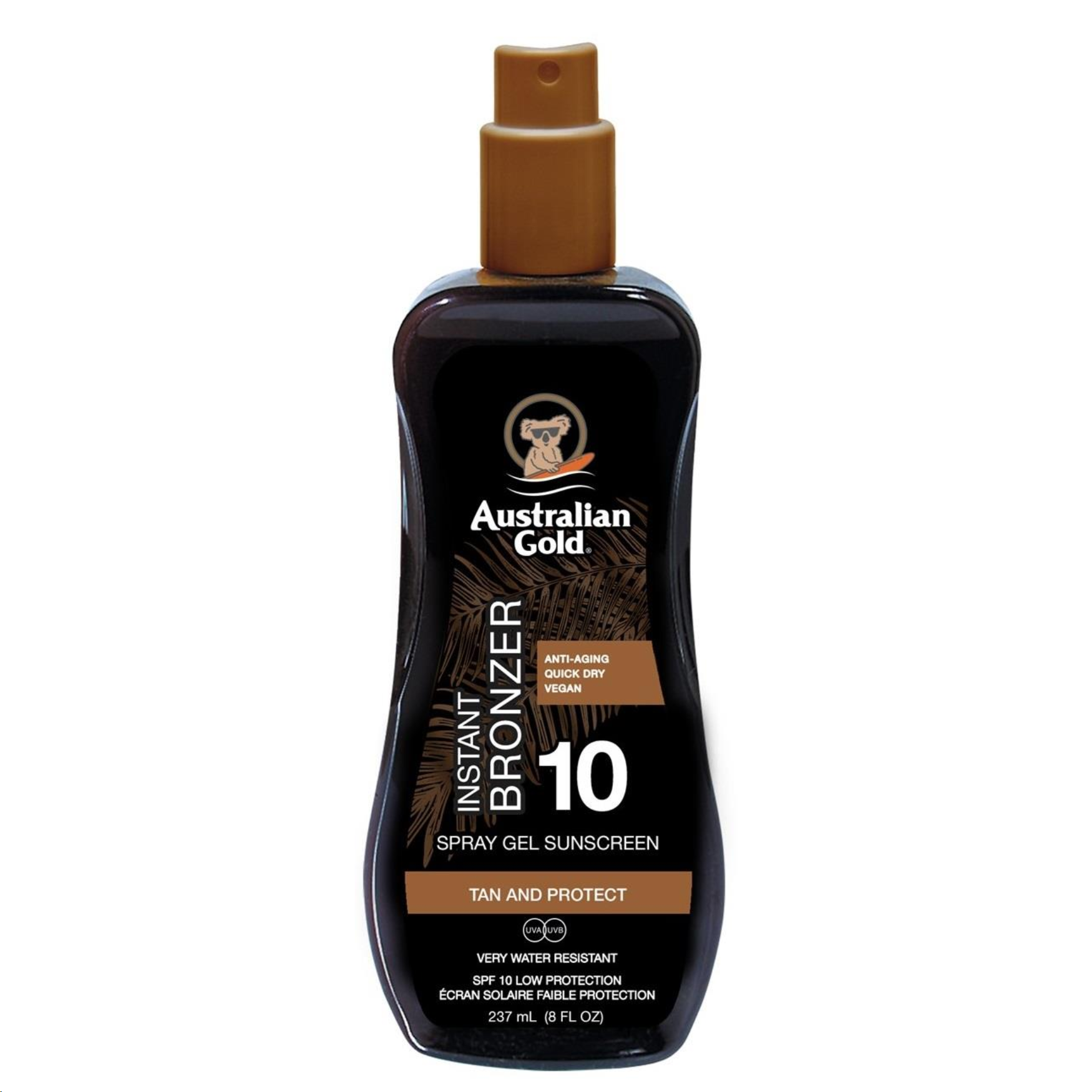 Australian Gold – Sunscreen Spray Gel w. Instant Bronzer 237 ml – SPF 10 – 237 v:1128670 Australian Gold – Sunscreen Spray Gel w. Instant Bronzer 237 ml – SPF 10 – 237 v:1128670
