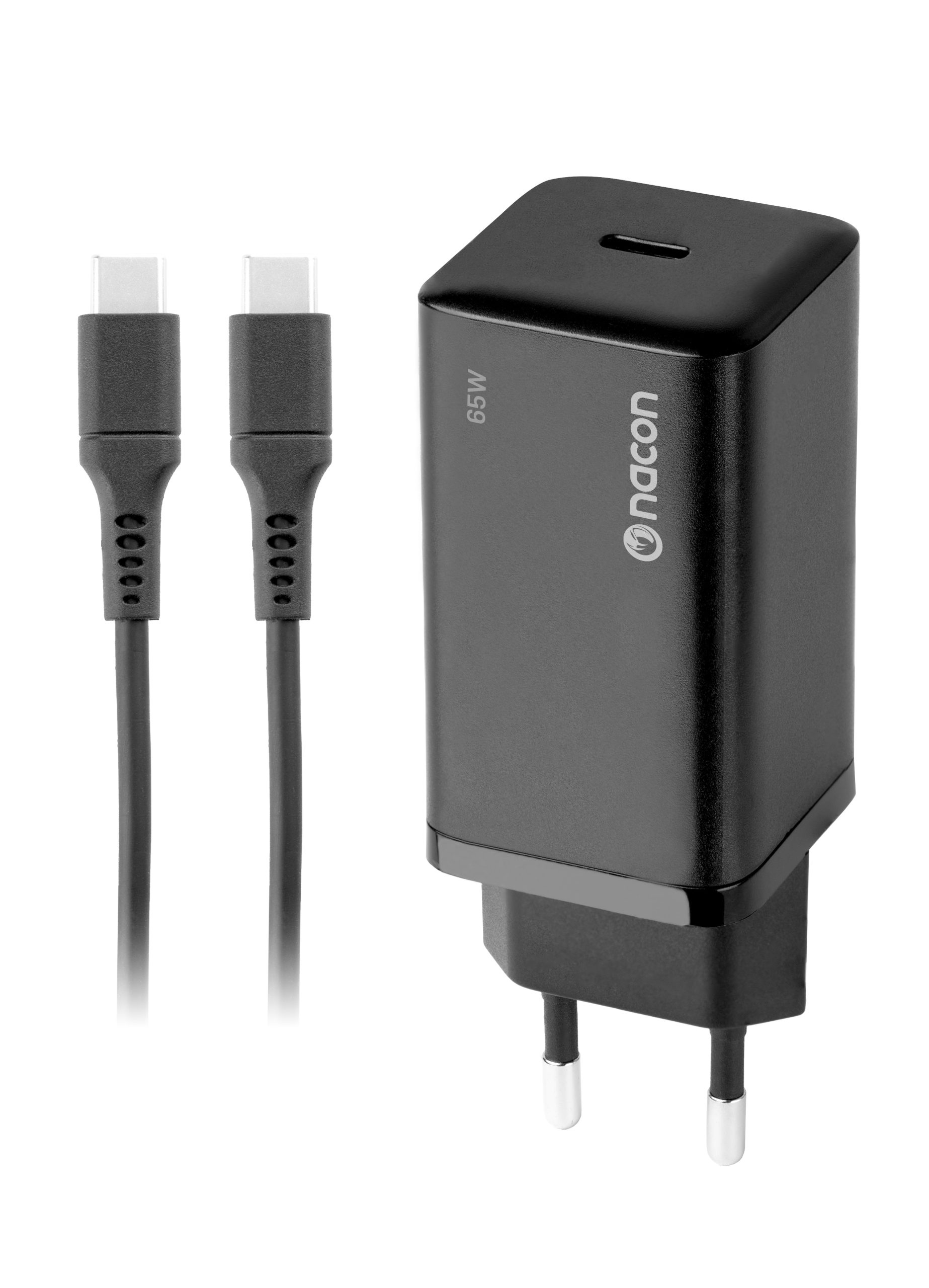Nacon - 65W AC-adapter til Nintendo Switch II – 65W Ladeeffekt – Aftageligt 1,5 m USB-C Kabel (Sort) v:9729744
