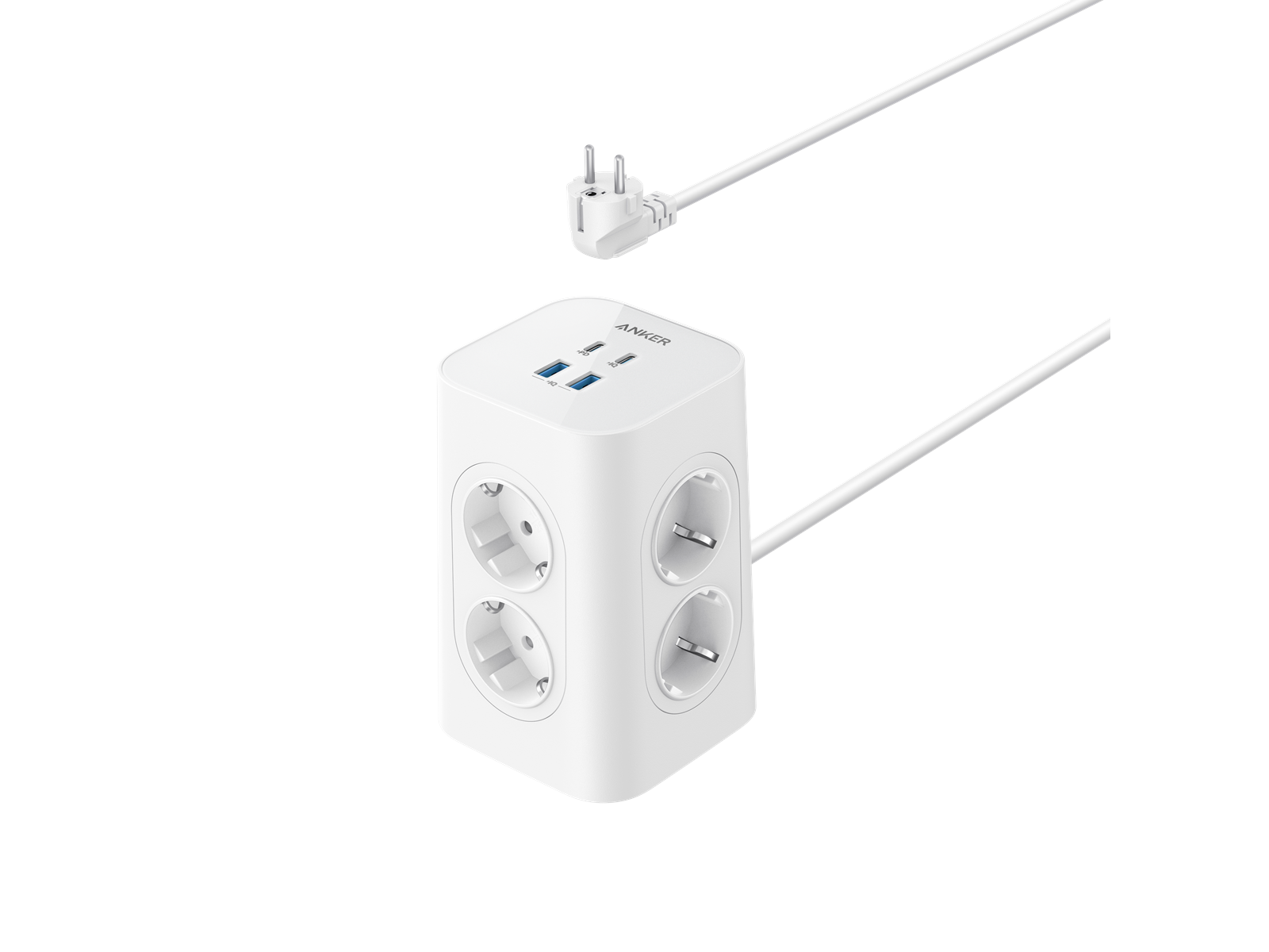 Anker - USB-stikkontaktlist (12-i-1, 20 W) - Hvit v:3597779