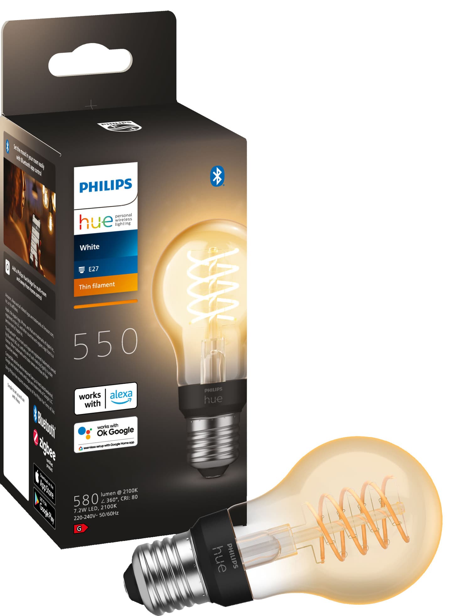Philips Hue - W 7W Fil A60 E27 EUR v:3971465