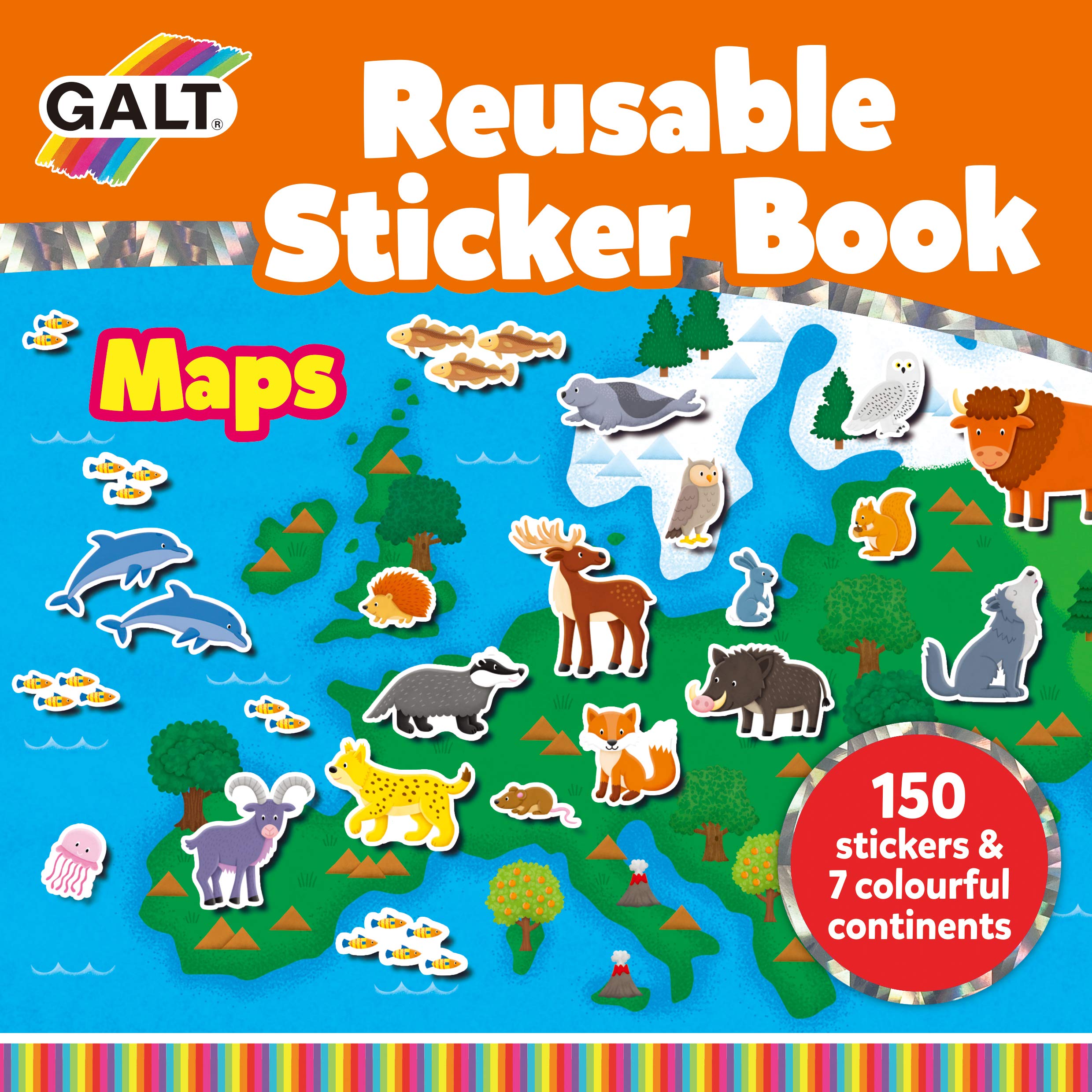 Galt – Reusable Sticker Book – Maps (55-1005287) v:3006093 Galt – Reusable Sticker Book – Maps (55-1005287) v:3006093